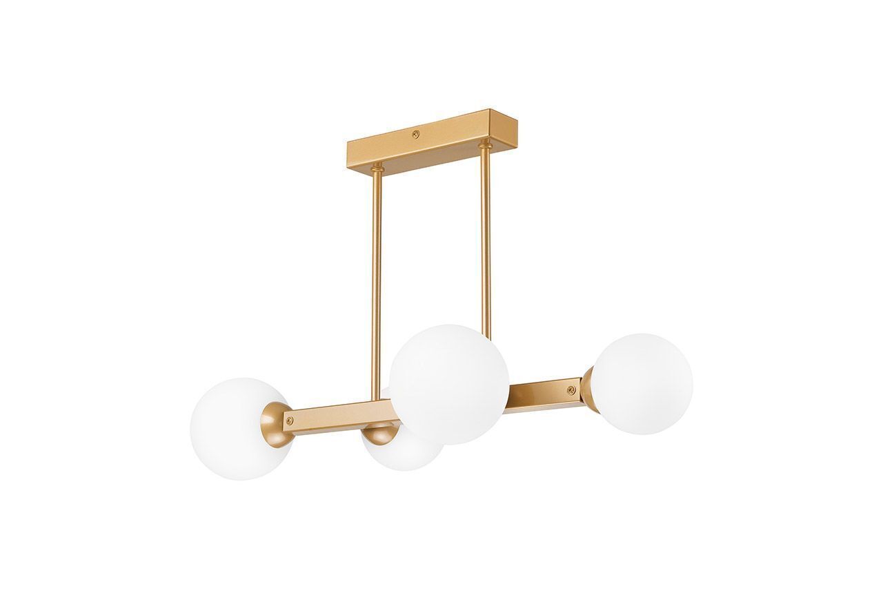 Deckenleuchte Gold Weiß 62 cm lang 4-flammig G9 Glas Metall Leuchte, Kronleuchter, Lampe, Deckenventilator, Elektrisches Gerät