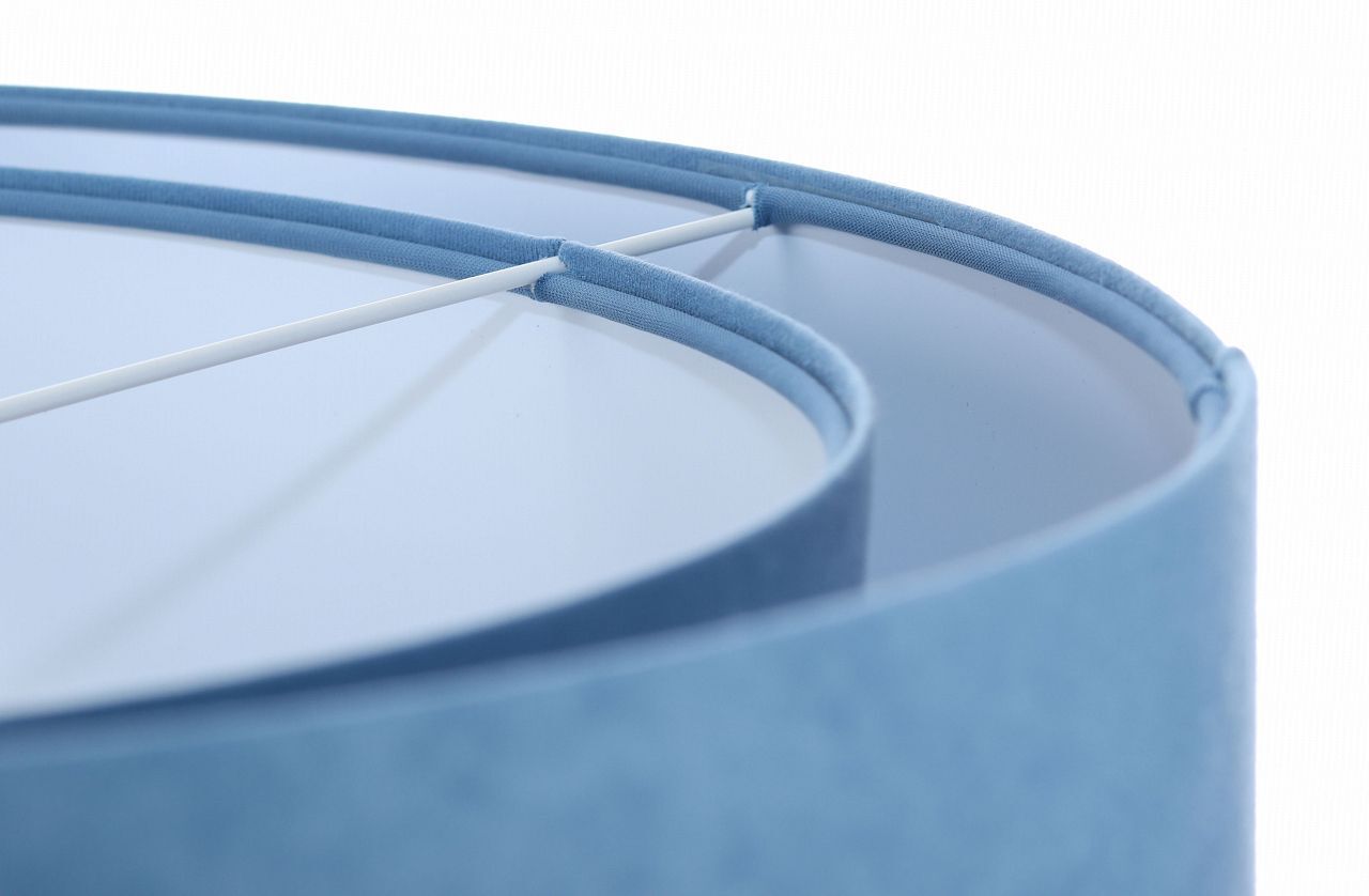 Suspension ronde Ø 50 cm Blanc Bleu Tissu aspect velours E27