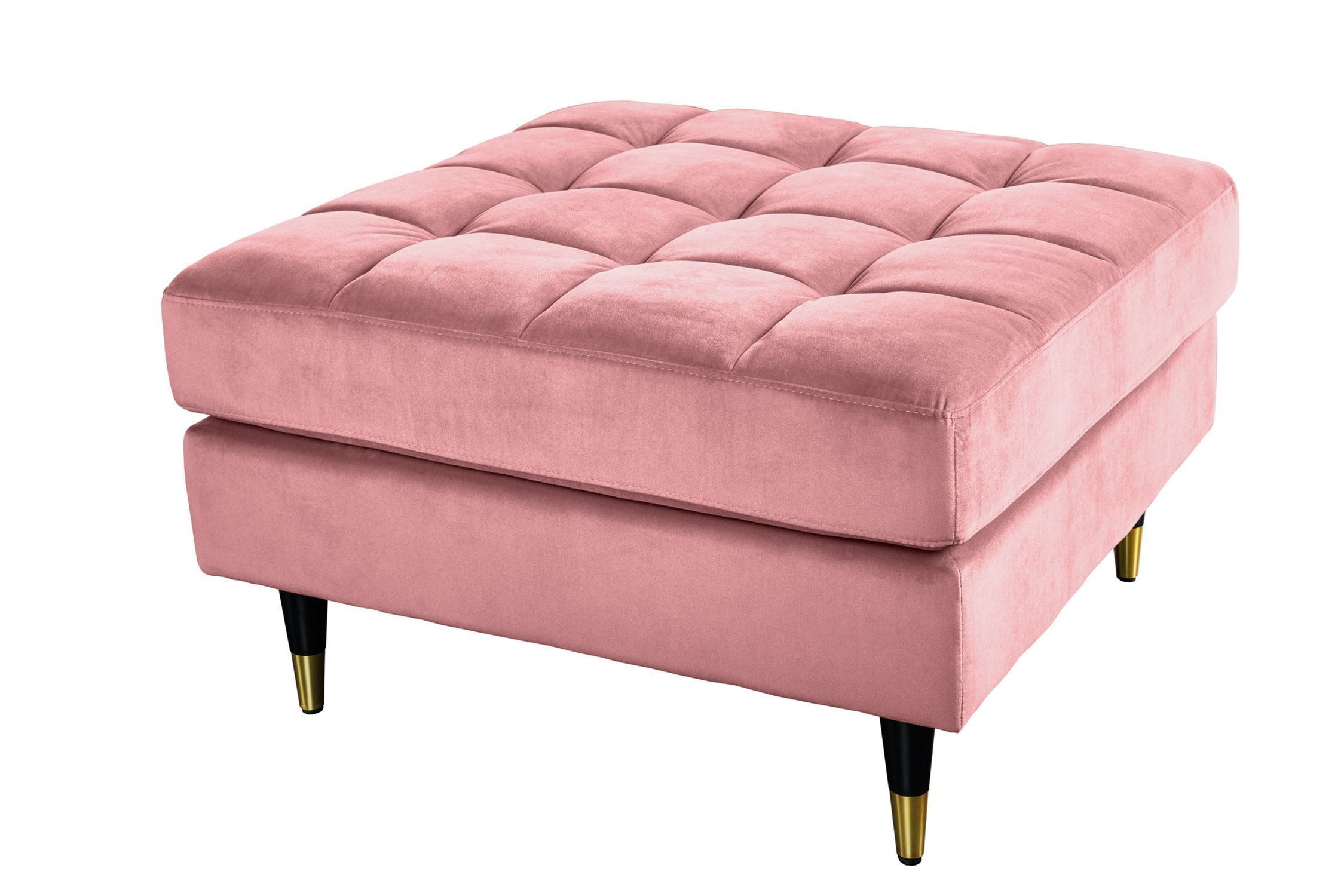 Polsterhocker Samt Rosa 80 cm breit Ziersteppung Retro Moebel, Osmanisch