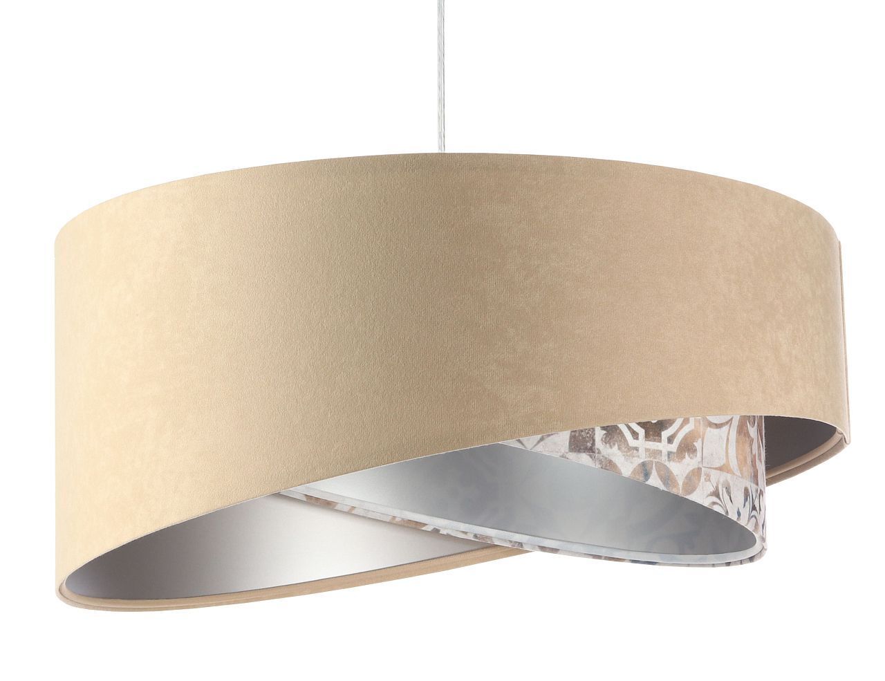 Suspension ronde D : 50 cm E27 Tissu aspect velours Moderne KARIM