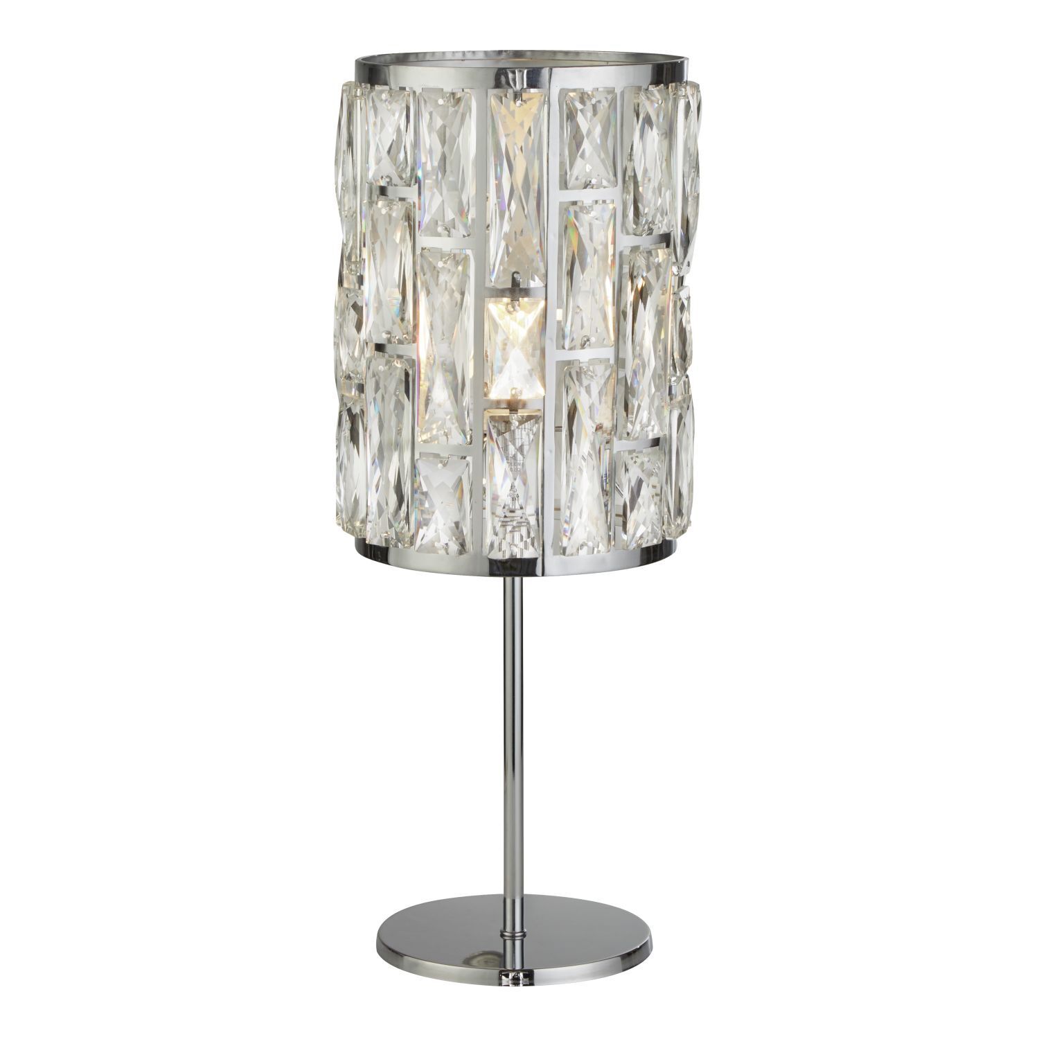 Lampe de table cristal métal 47 cm D : 19,5 cm chrome clair