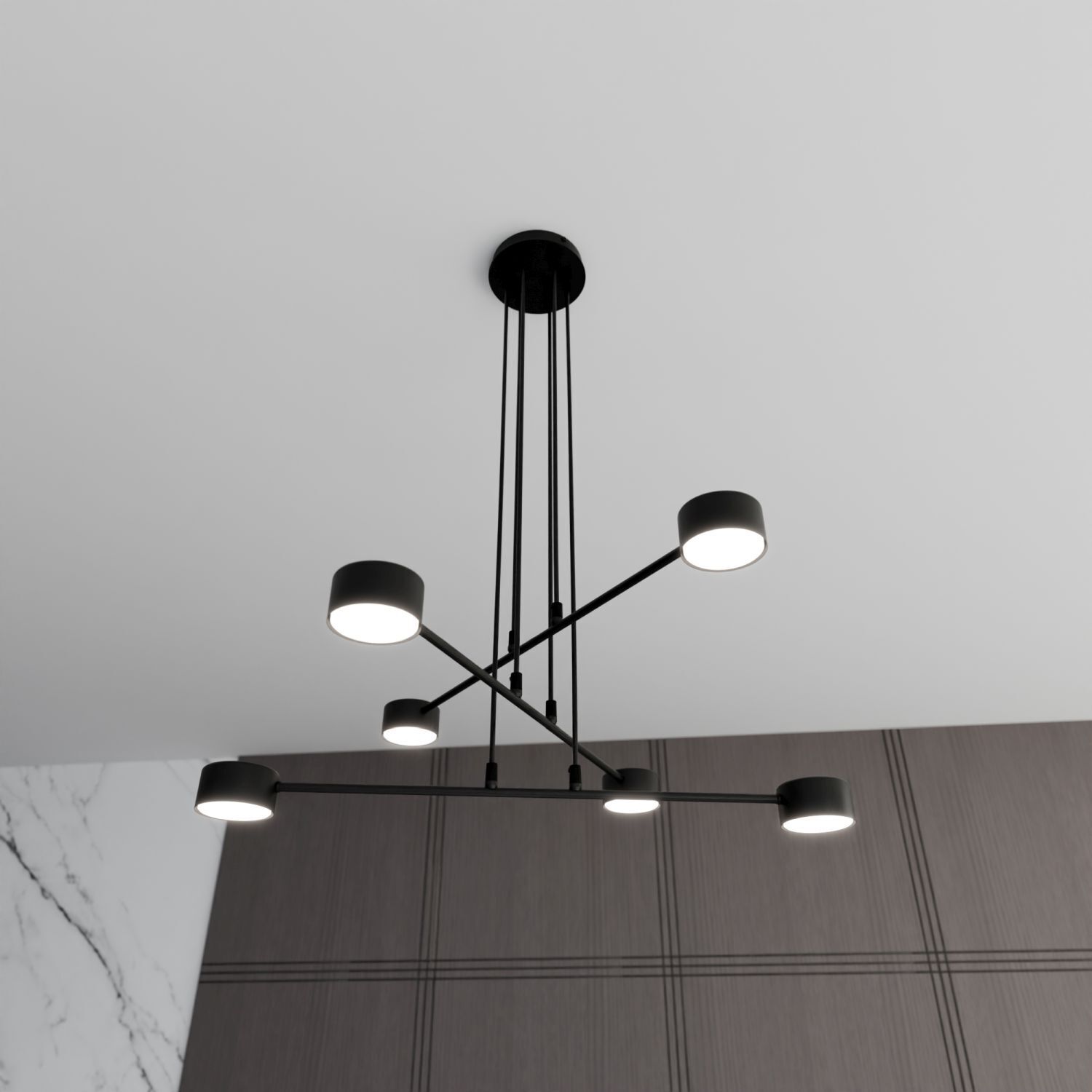 Suspension noir métal L : 70 cm réglable 6x GX53