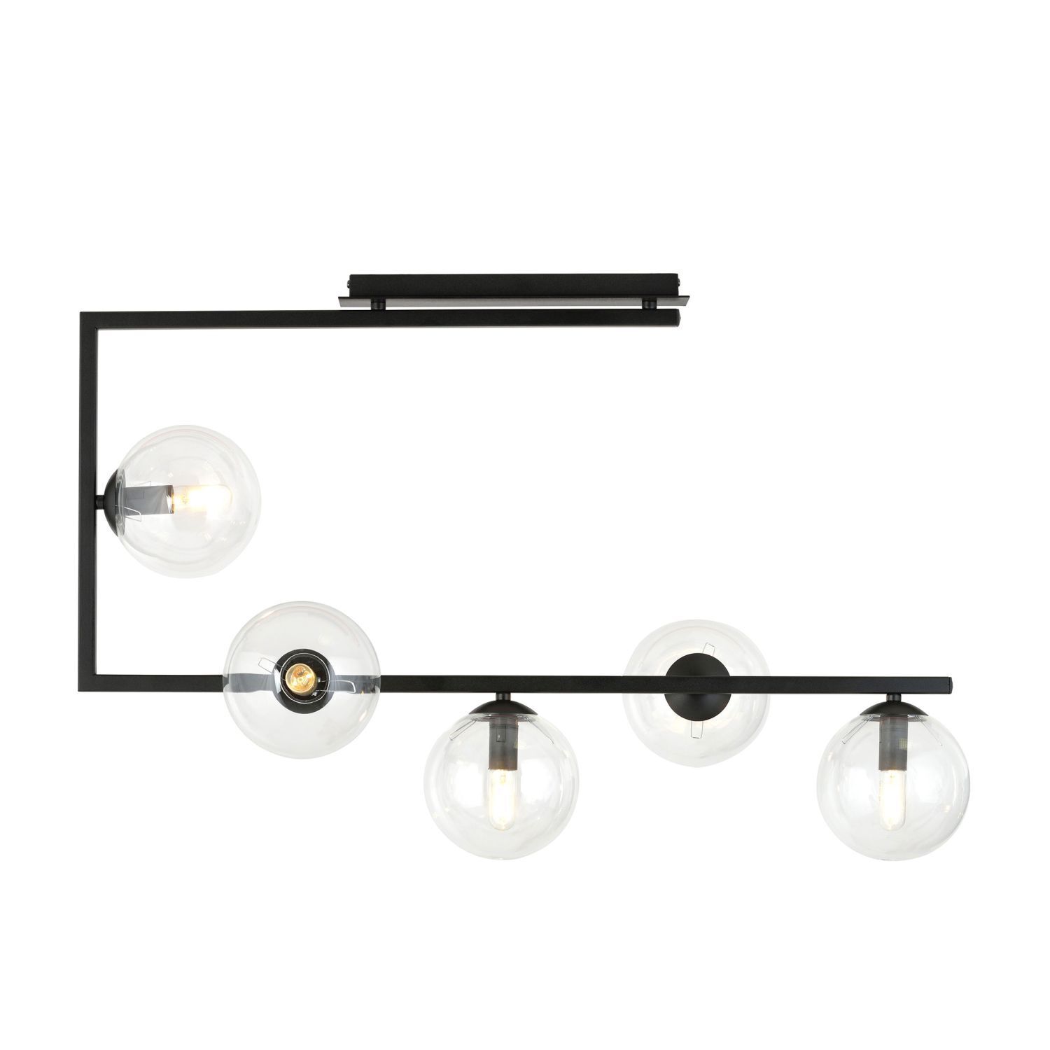 Plafonnier métal verre L : 83 cm H : 55 cm Noir 5x E14