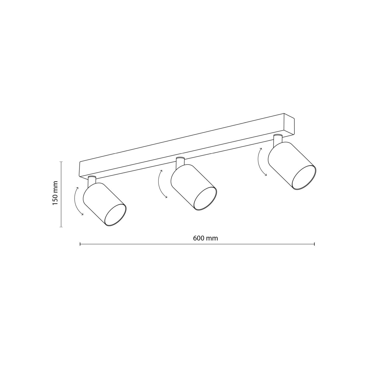 Plafonnier 3 flammes métal brun 60 cm GU10 orientable