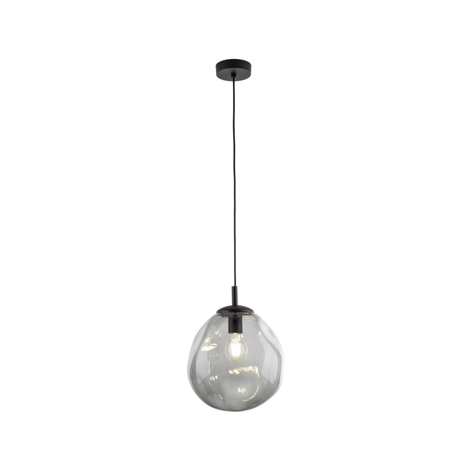 Lampe à suspendre verre fumé E27 L : 25 cm H : max. 175 cm Noir Gris Lampe, Leuchte