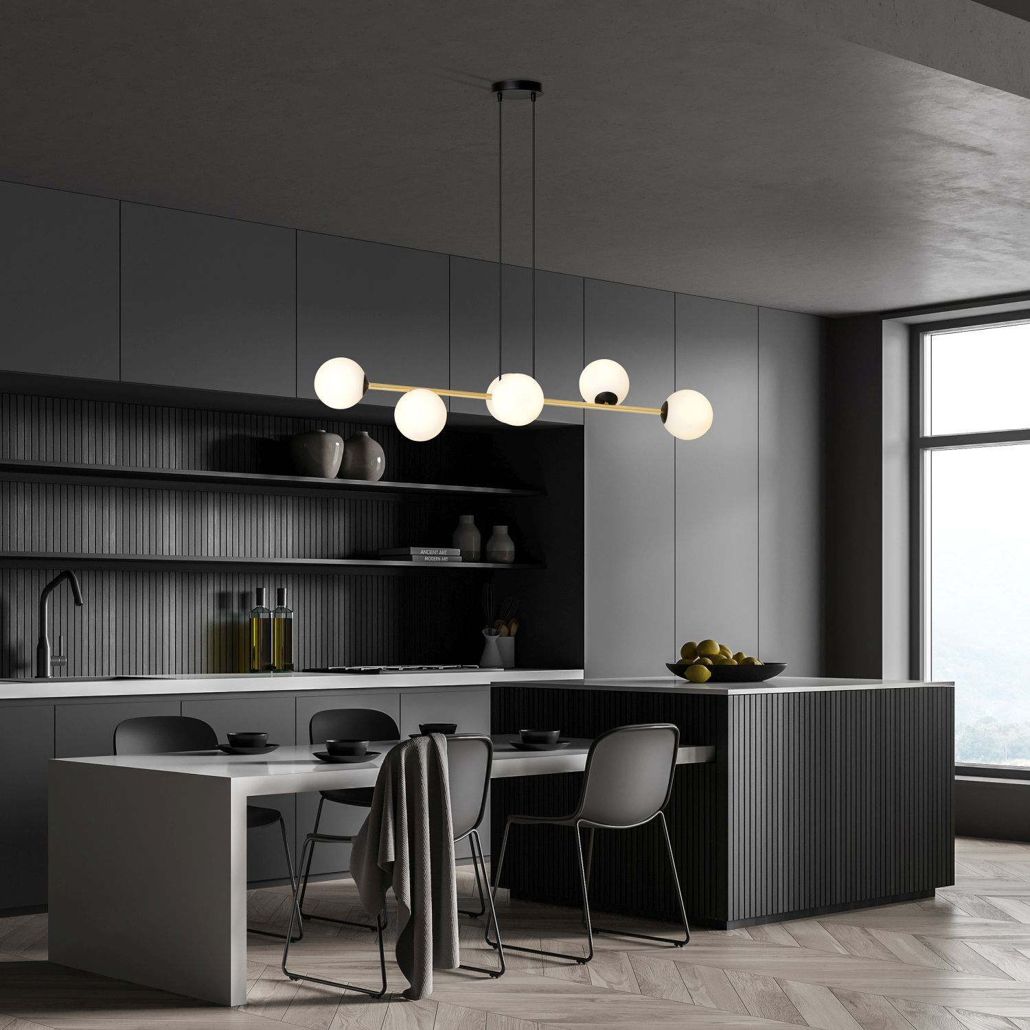 Lampe à suspendre métal verre abat-jour sphérique E14 décoratif