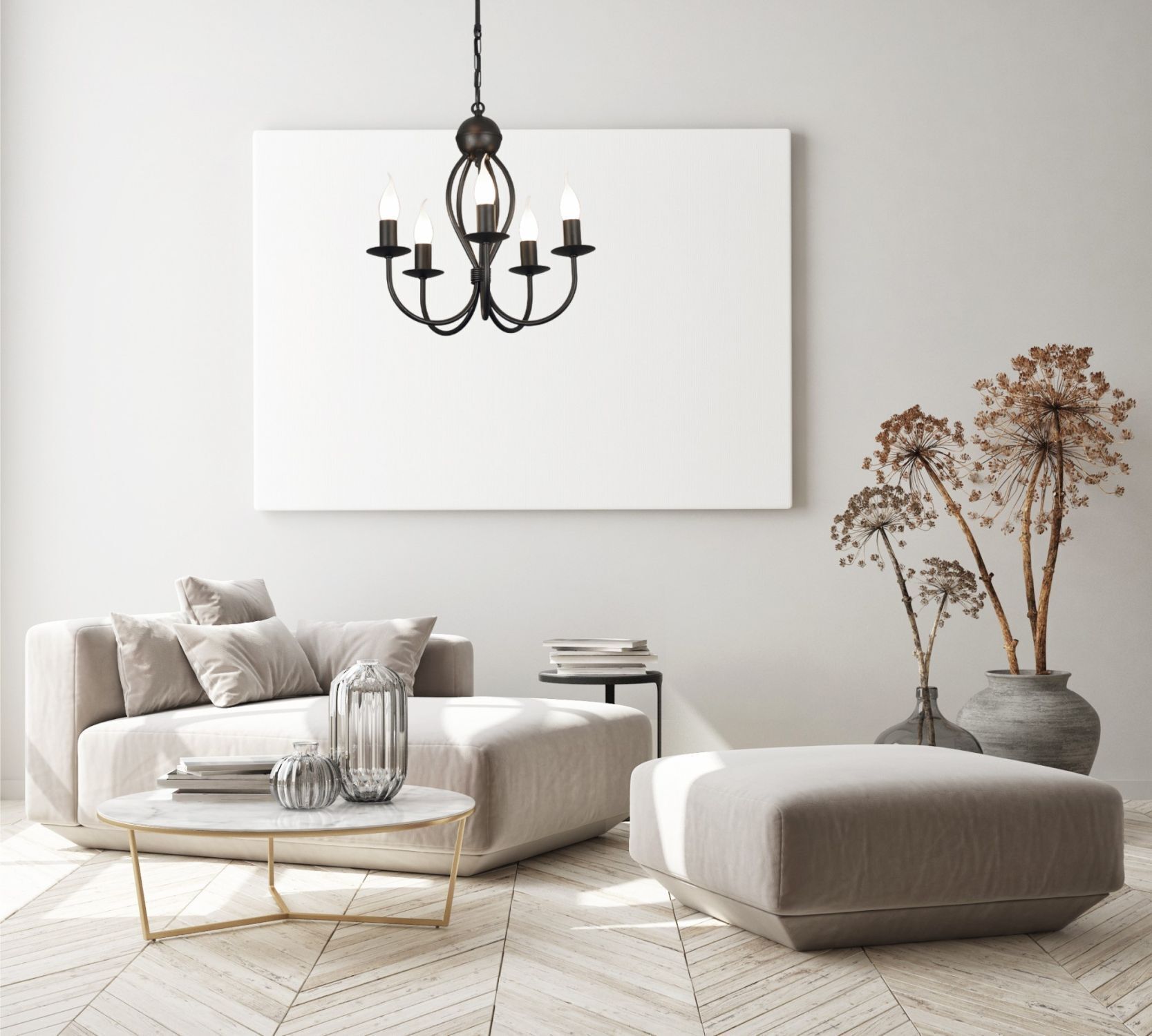 Lustre noir métal 5 flammes E14 Classique Moebel, Inneneinrichtung, Kronleuchter, Lampe