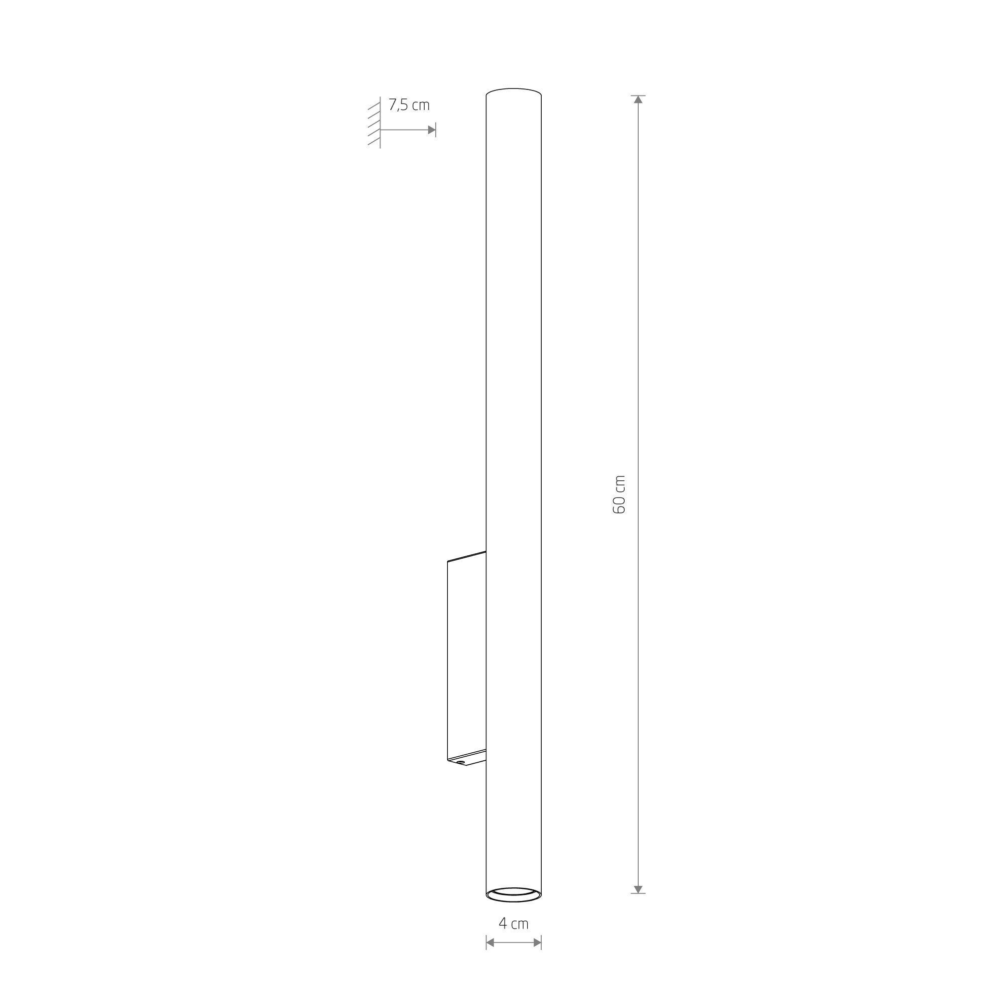Fußbodenlampe, Wandhalterung, LED-Röhre, 60 cm, 4 cm