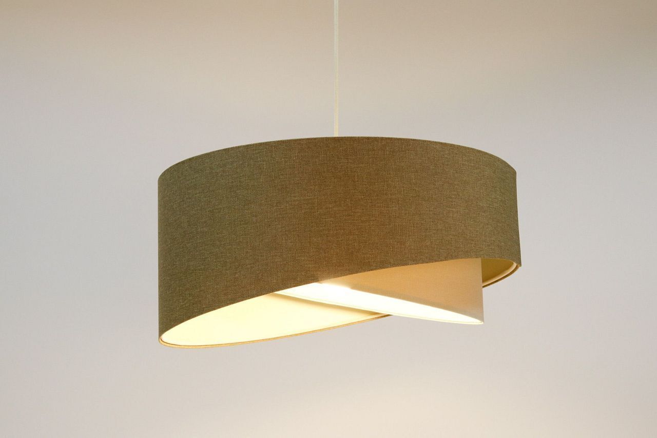 Suspension réglable Marron Crème E27 ronde Ø 45 cm Tissu