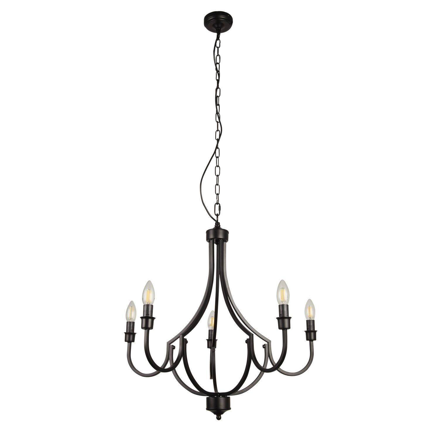 Lustre Rustique Noir Ø 65 cm Métal 5x E14