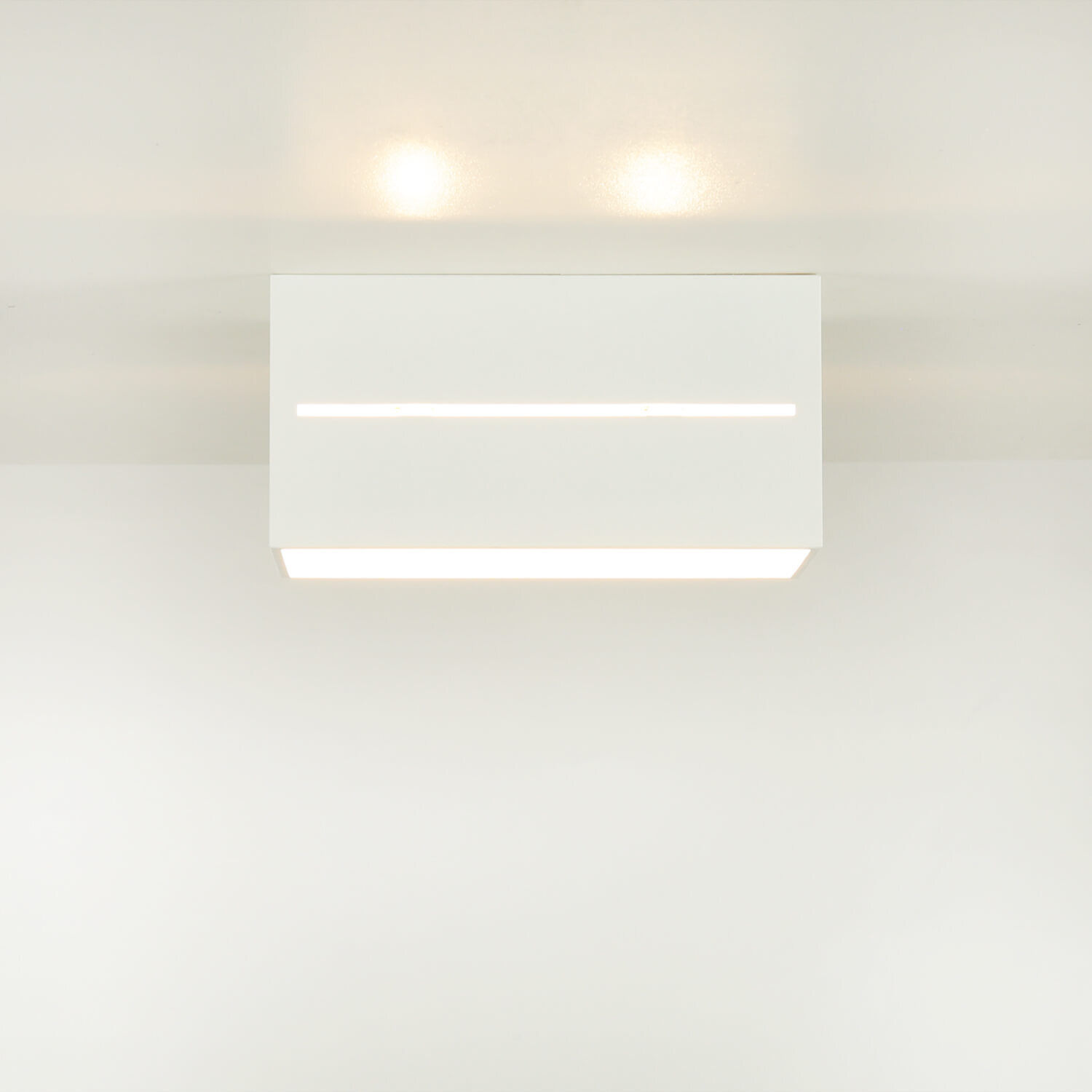 Plafonnier Blanc Aluminium L:20cm Carré Moderne 2x G9