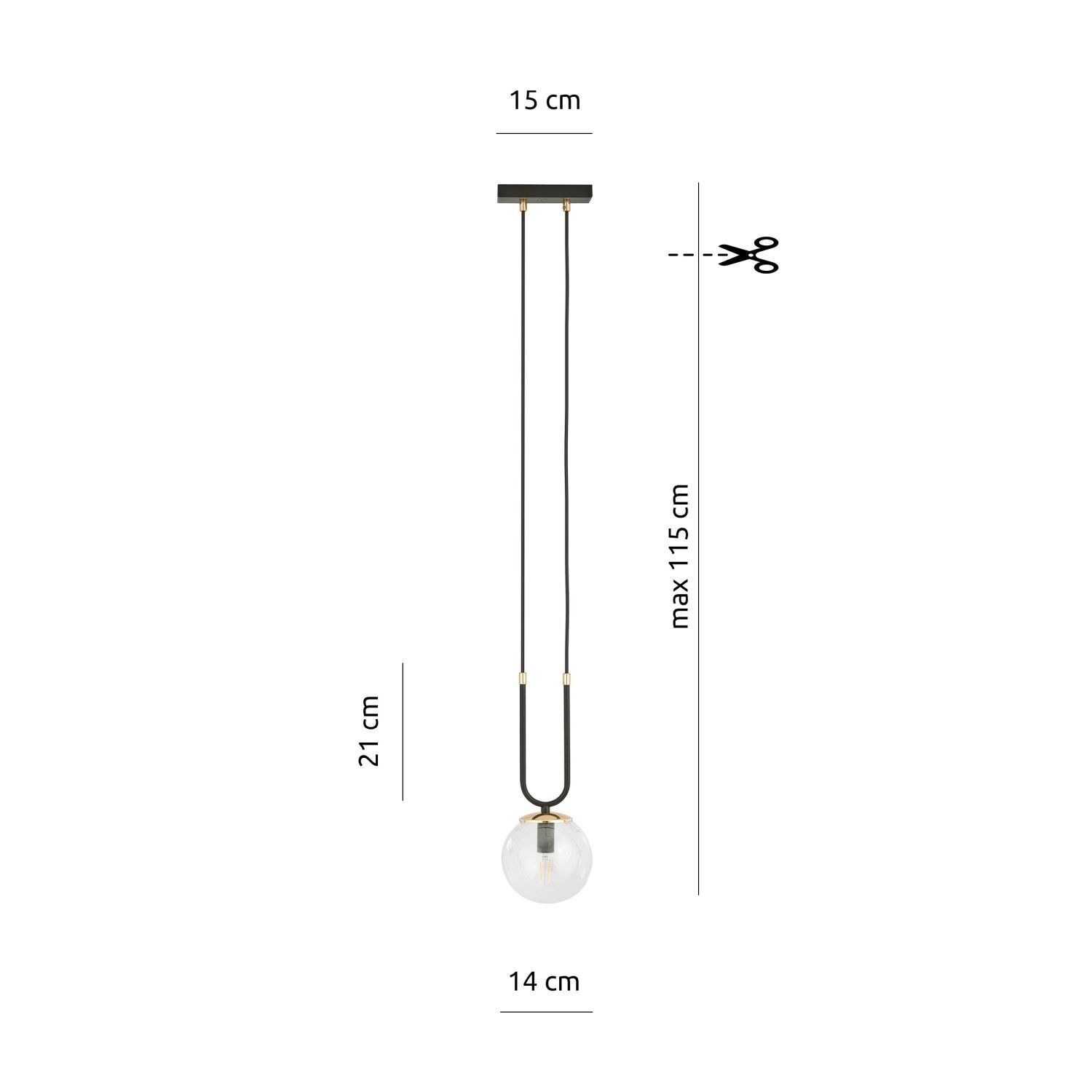 Pendelleuchte Glas Metall Schwarz Gold E14 Kugel Schirm Diagramm, Handlung