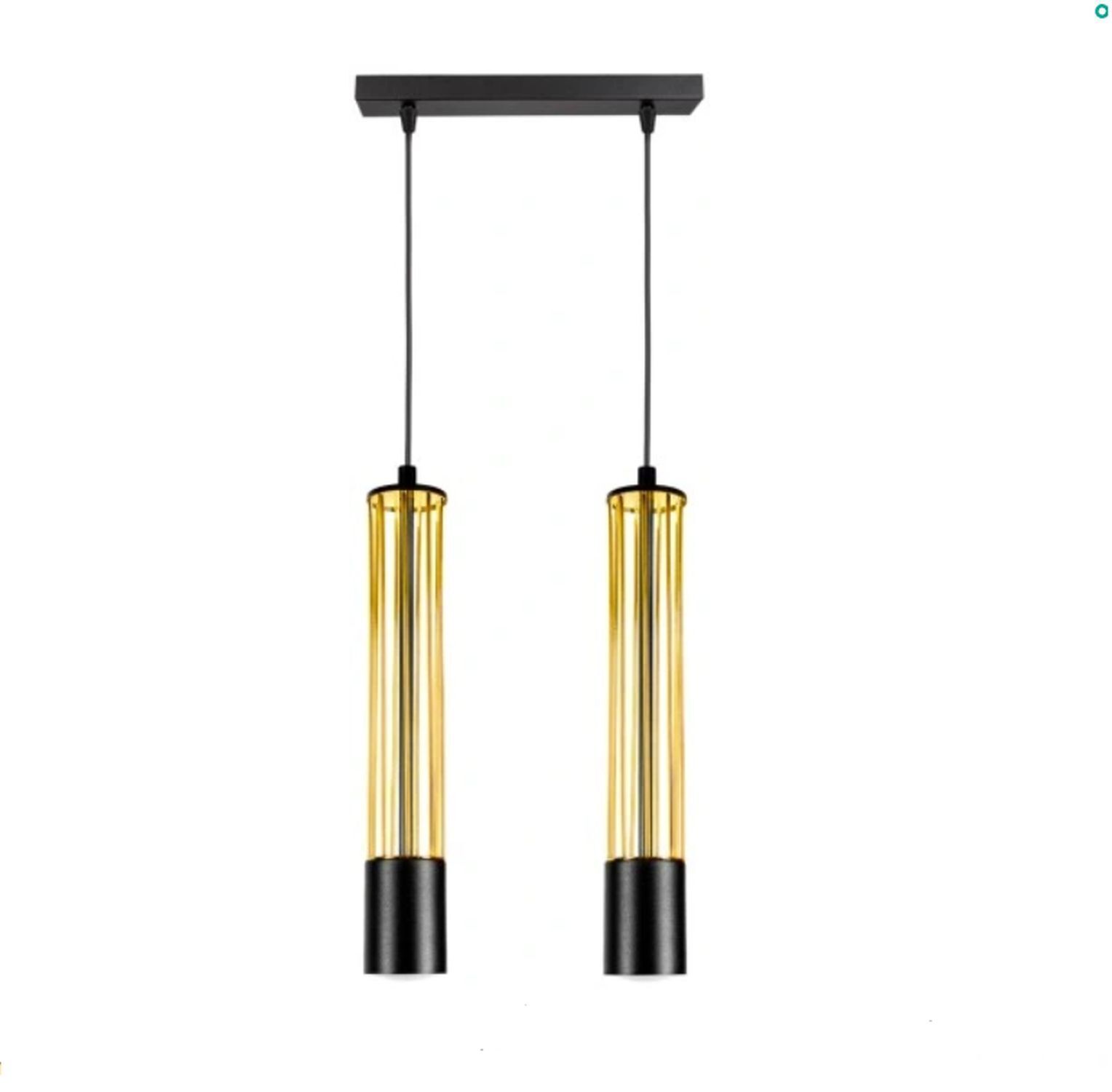 Lampe à suspendre métal GU10 35 cm de long noir or élégant