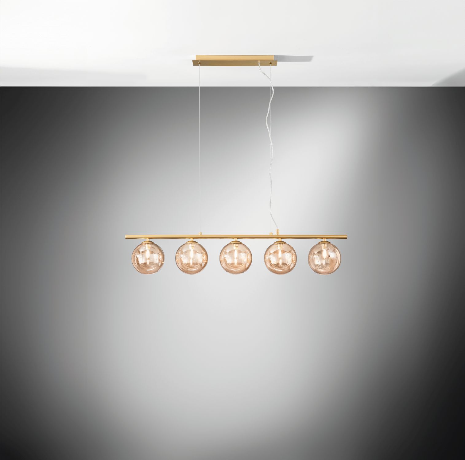 Suspension en laiton champagne G9 L:100 cm 5-flmg