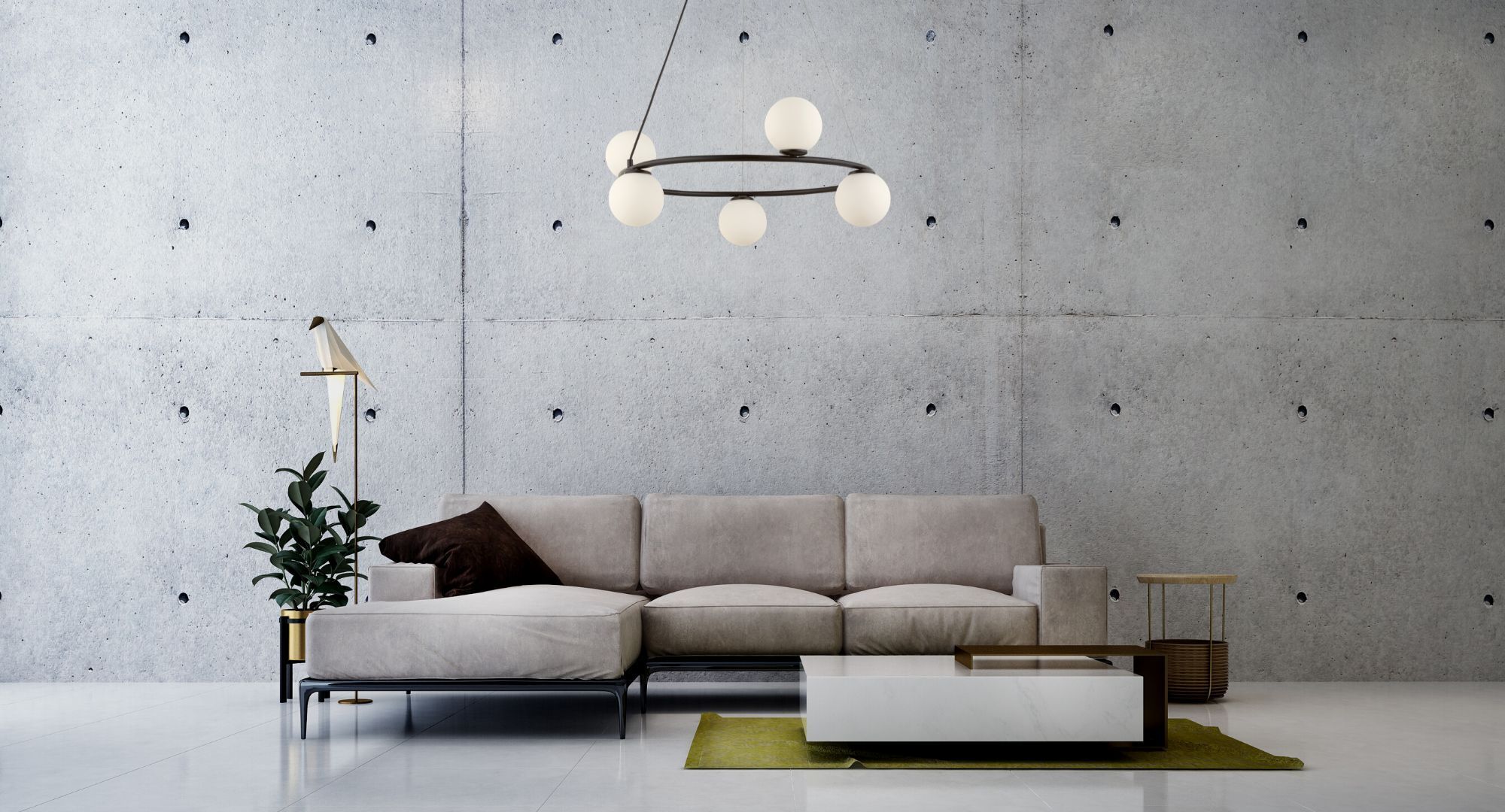 Kugel Lampe suspendue noir blanc verre métal G9 Ø68 cm