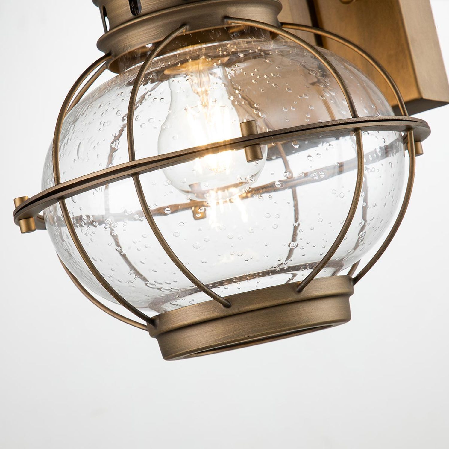 Wandleuchte außen Aluminium Glas H: 40,5 cm IP44 LOUIS Hängeleuchte, Glaslampe, Glasball, Metallrahmen, Industriestil