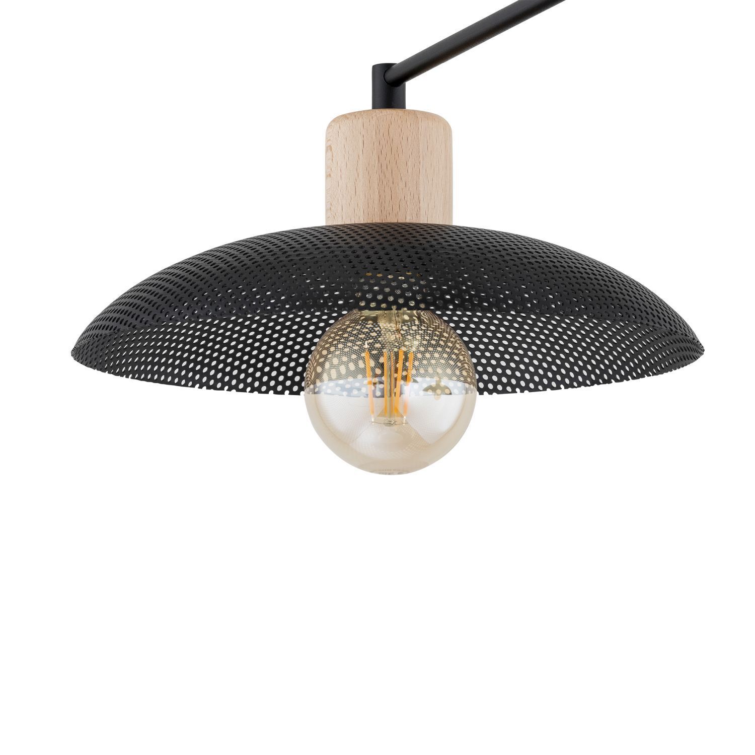 Plafonnier noir imitation bois 100 cm de long métal E27 4 flammes