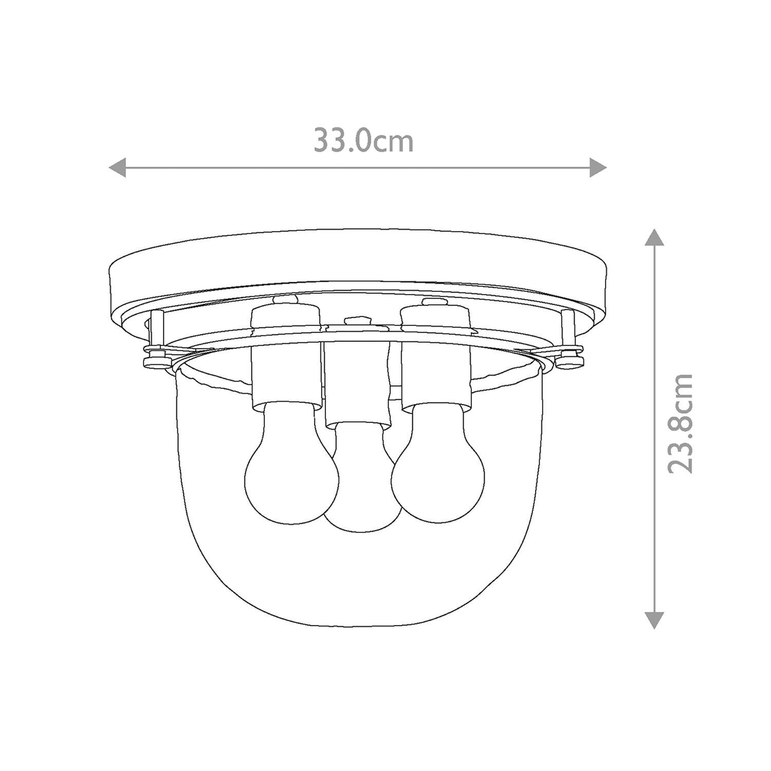 Plafonnier de salle de bain D : 33 cm rond IP44 en laiton 3x E27 Licht