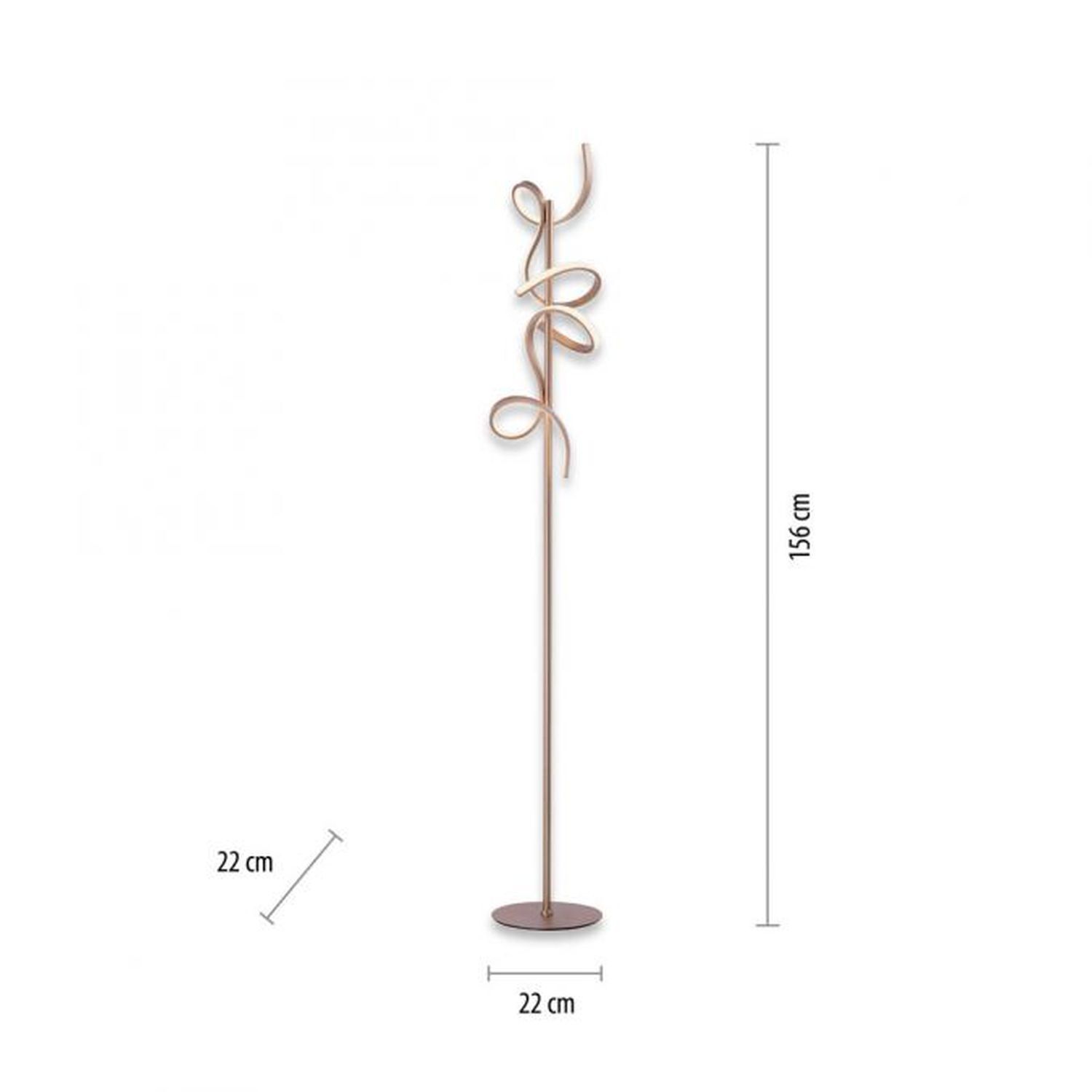 Lampadaire LED à intensité variable 11 W 156 cm en laiton mat