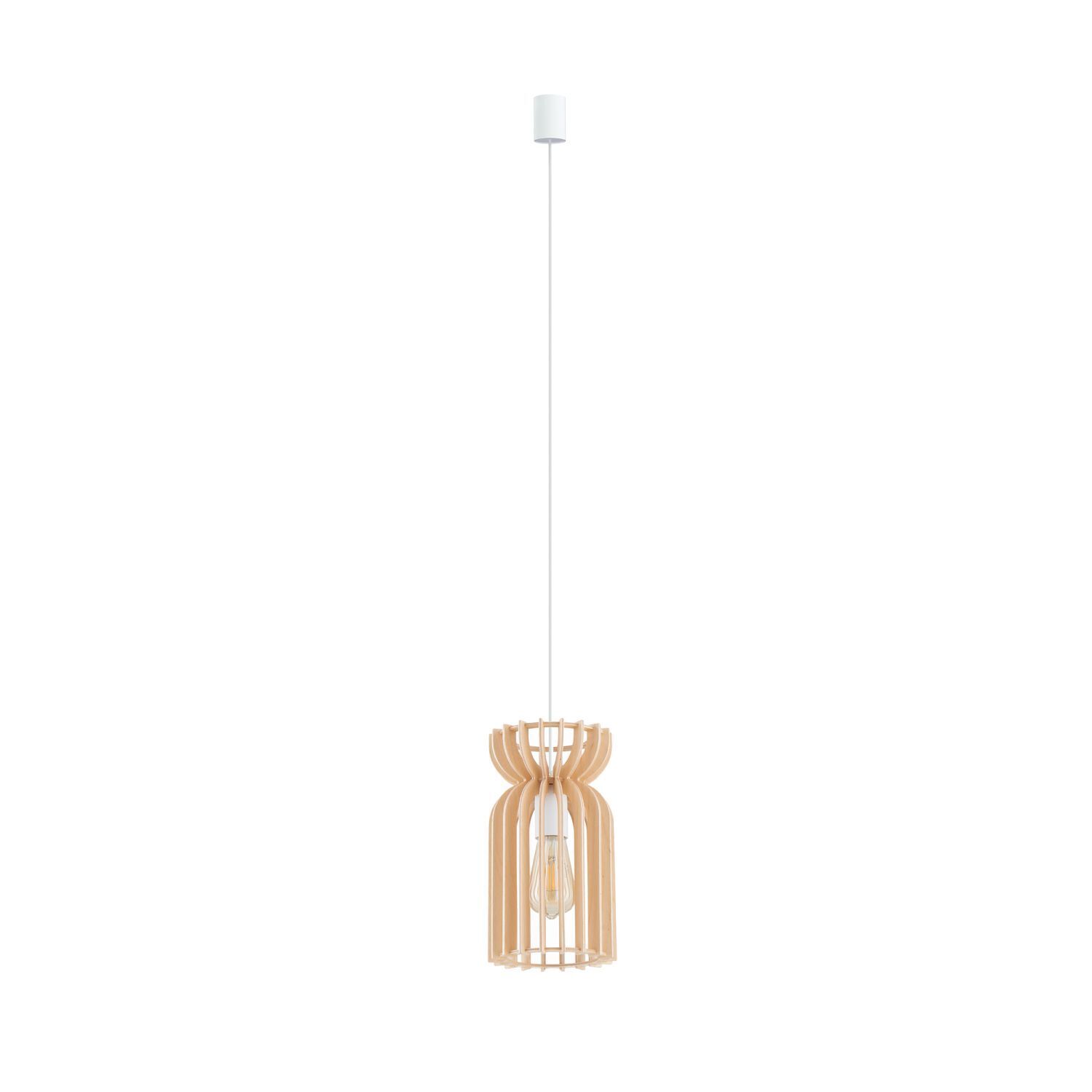 Lampe à suspendre en bois Abat-jour E27 Ø 16 cm Blanc Naturel LOZORNO