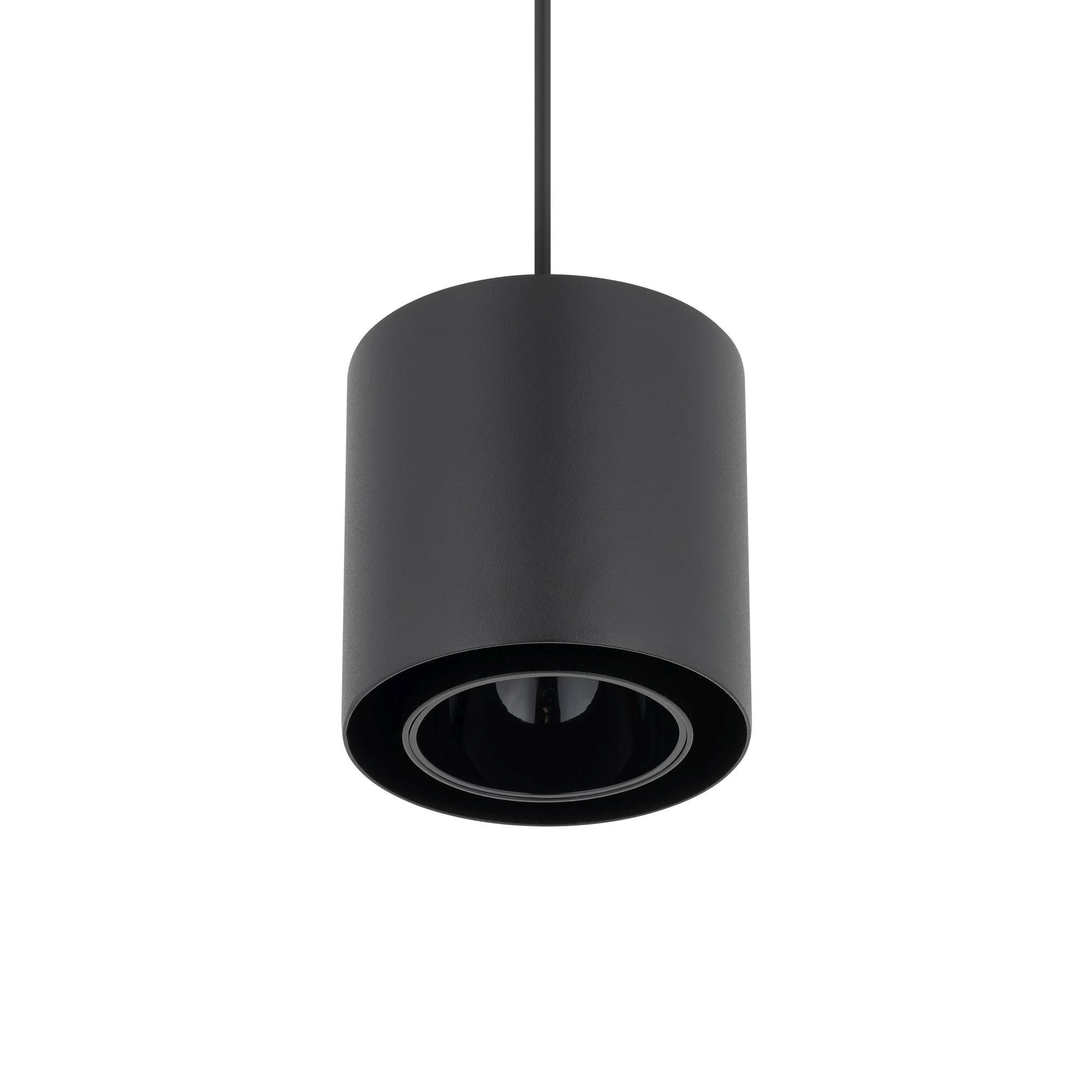 Schwarze Hängelampe Metall GU10 bis 10 W rund Ø13 cm Hängelampe, Kupplung, Schwarz, Metall, Ruhige Form