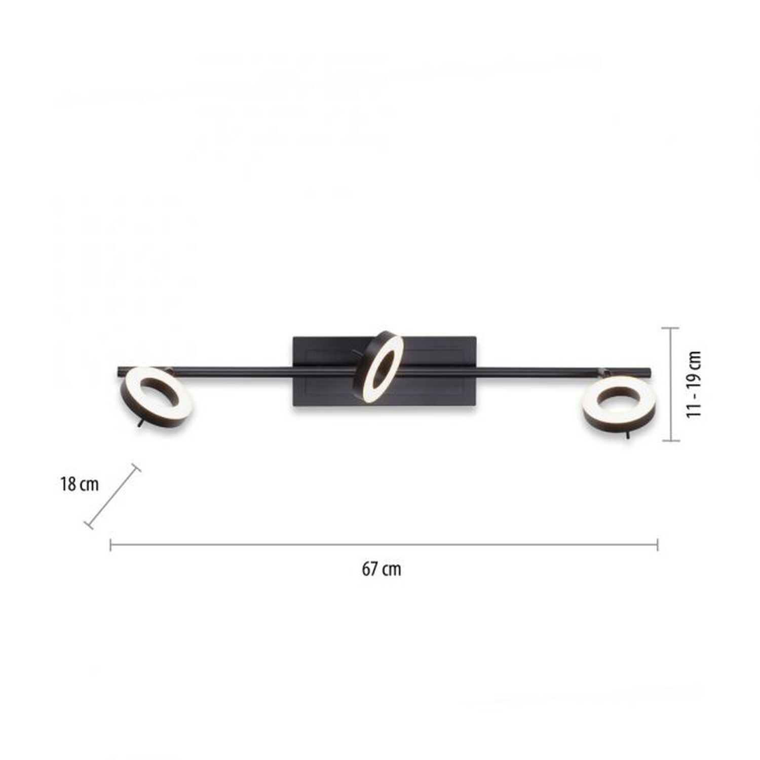 Spot de plafond flexible à LED anthracite IP44 67 cm à faible éblouissement