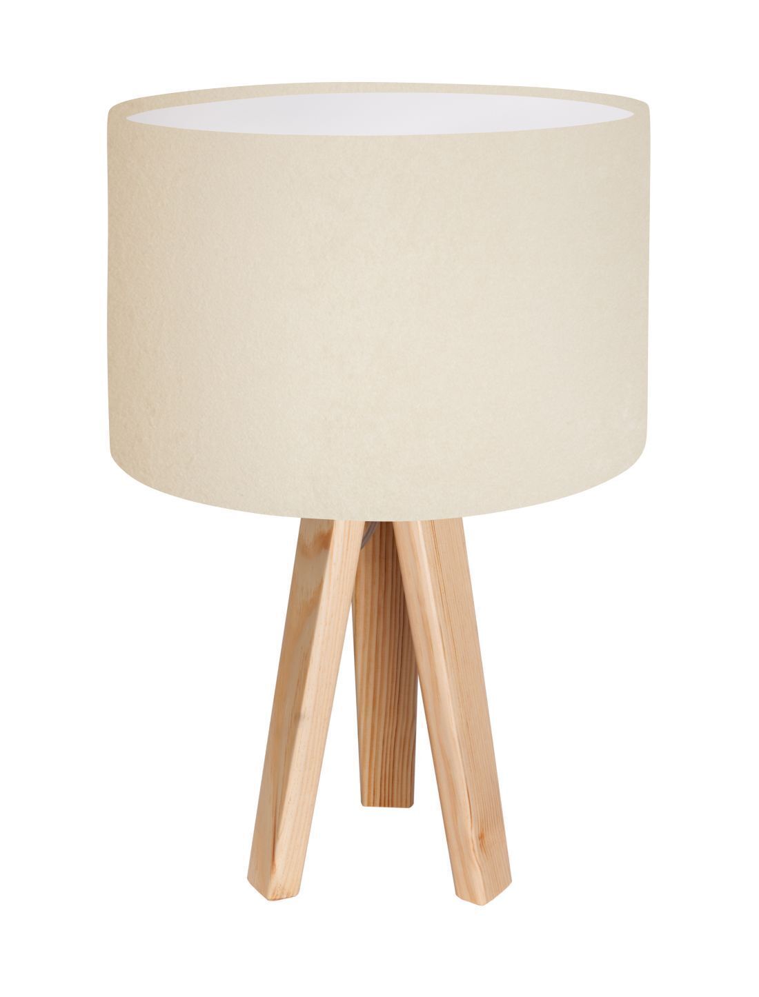 Lampe de table blanc crème Bois Trépied 46cm Rétro AYLMER