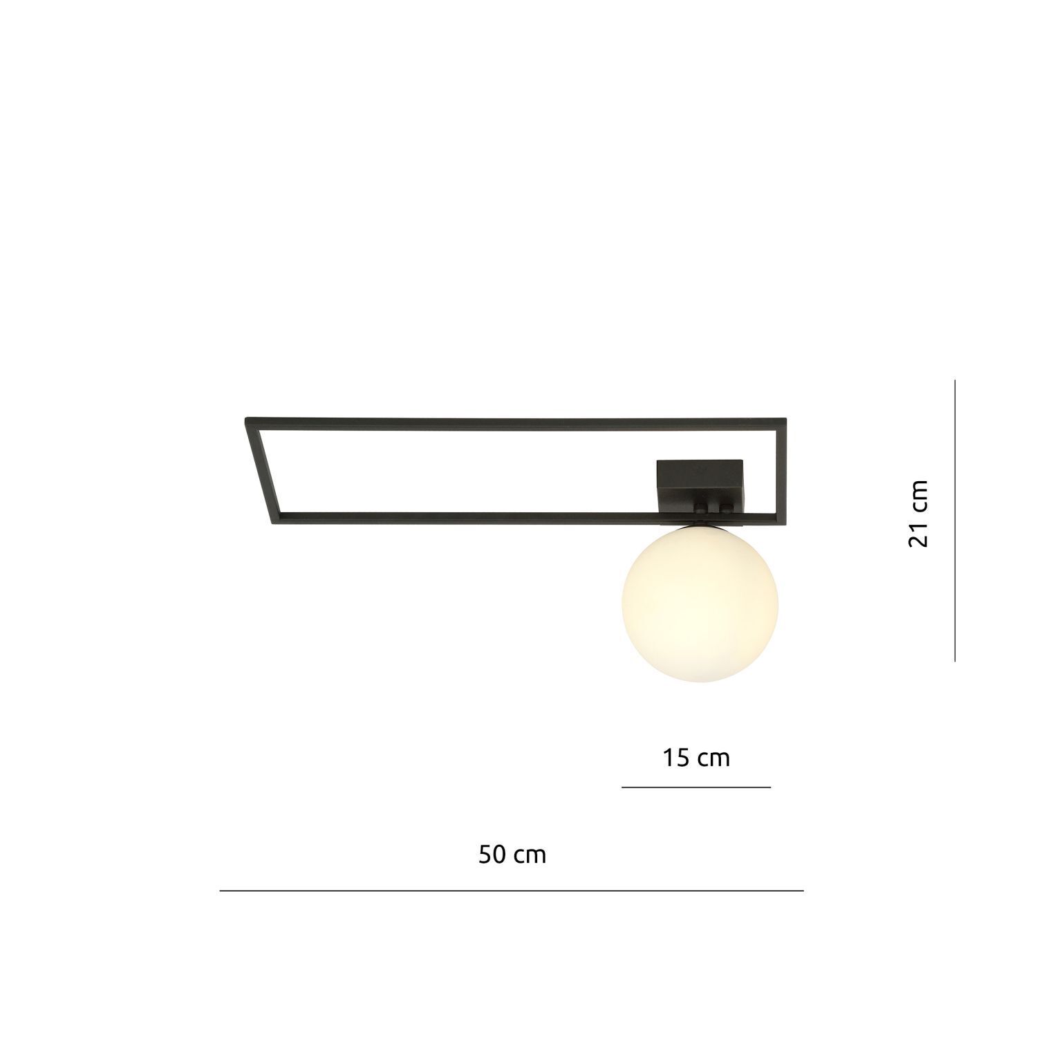 Plafonnier Verre Métal L : 50 cm Noir Blanc E14 Moderne
