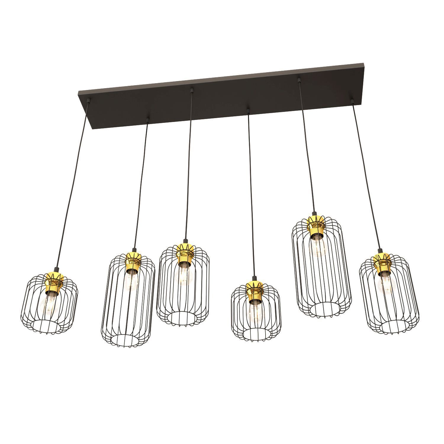 Lampe à suspendre métal E27 115 cm de long élégant noir or