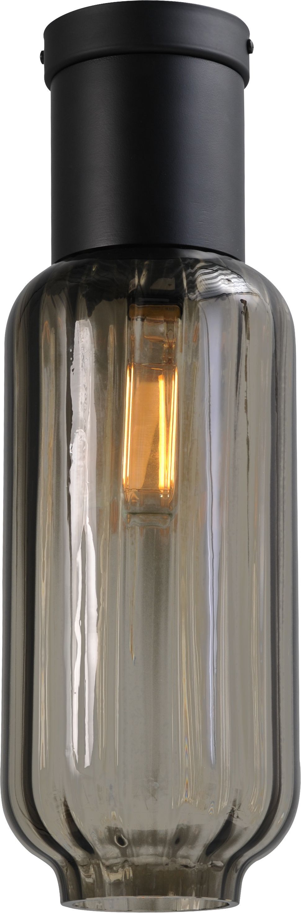 Lampe de plafond verre fumé métal E27 Ø 15 cm ELYA