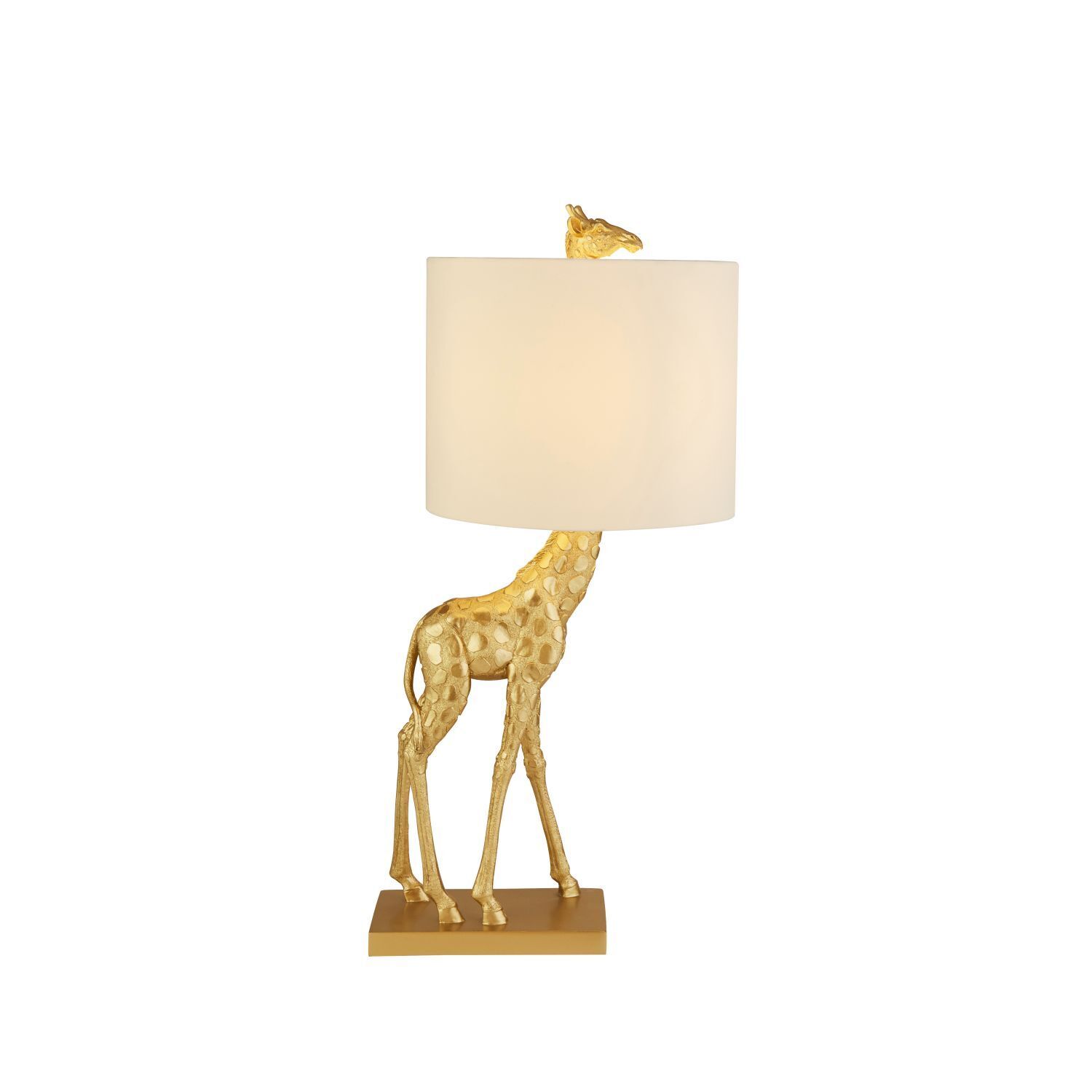 Lampe de table or crème 60 cm E27 Girafe métal tissu