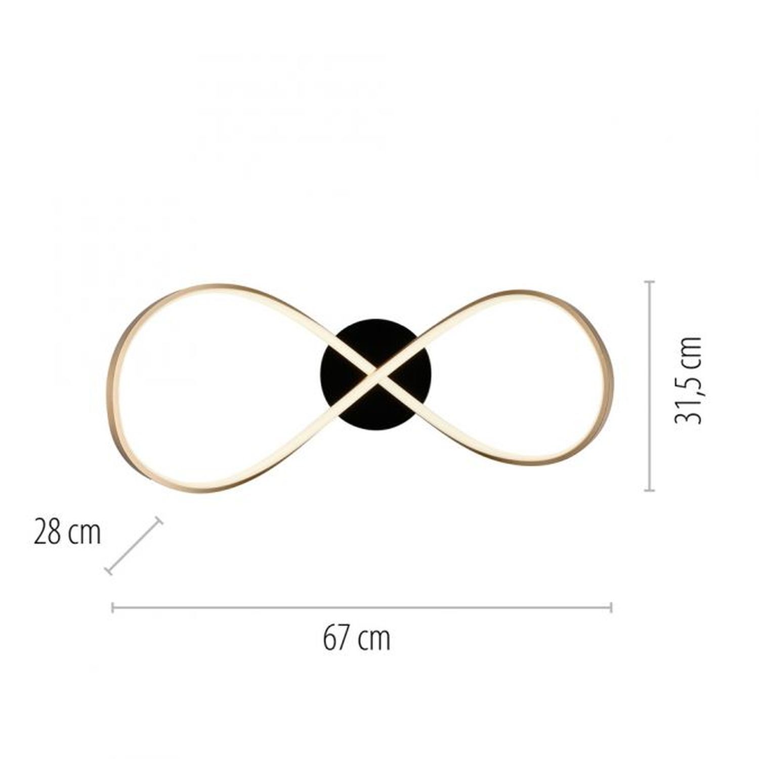 Plafonnier LED métal noir laiton 3000 K intensité lumineuse variable Knoten