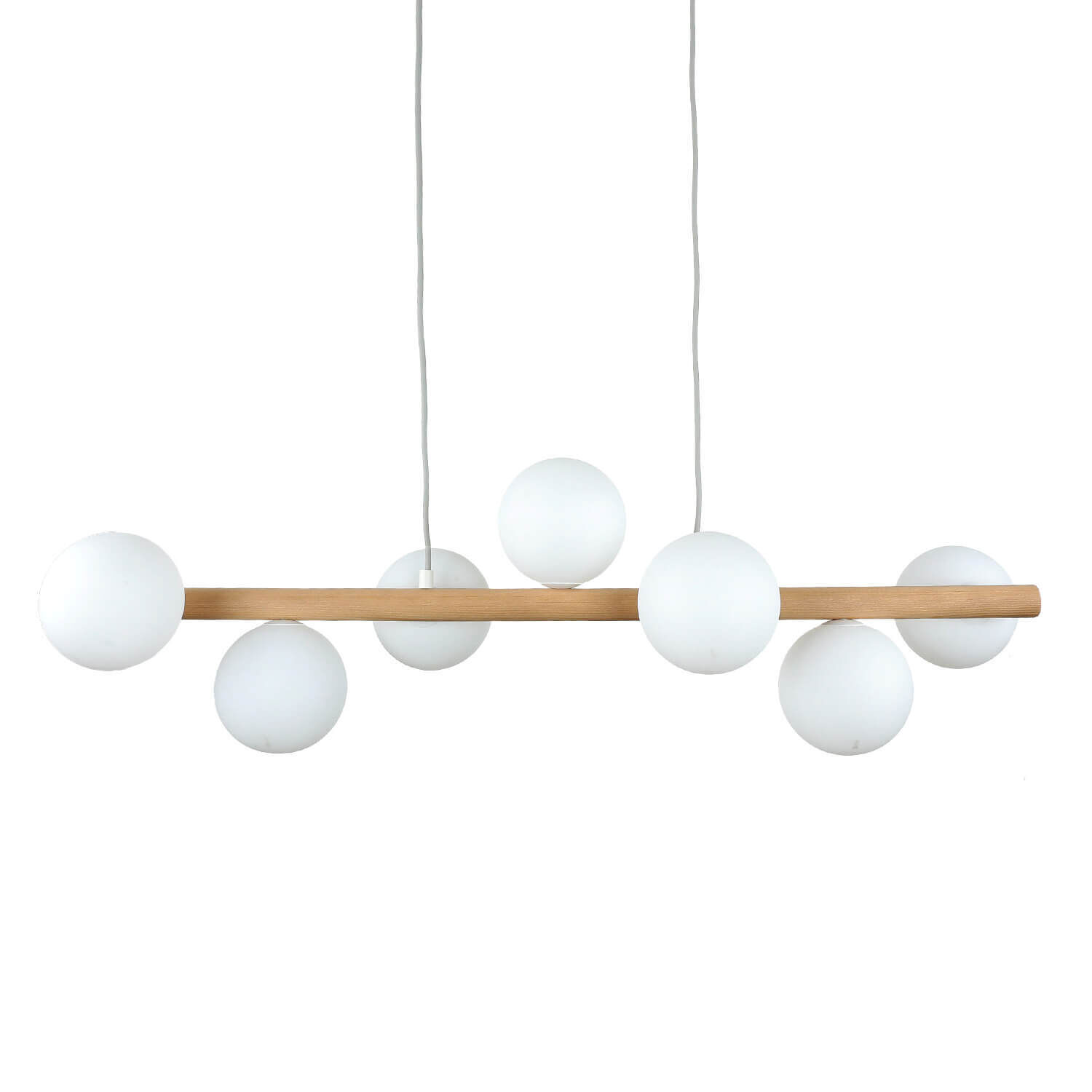 Lampe à suspendre bois métal verre L : 90 cm 7x G9 Moderne Leuchter, Lampe