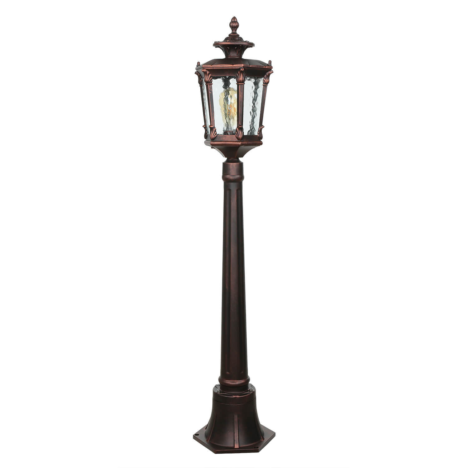Lampadaire extérieur bronze antique ornement verre E27 AMUR Lampe, Laternenpfahl