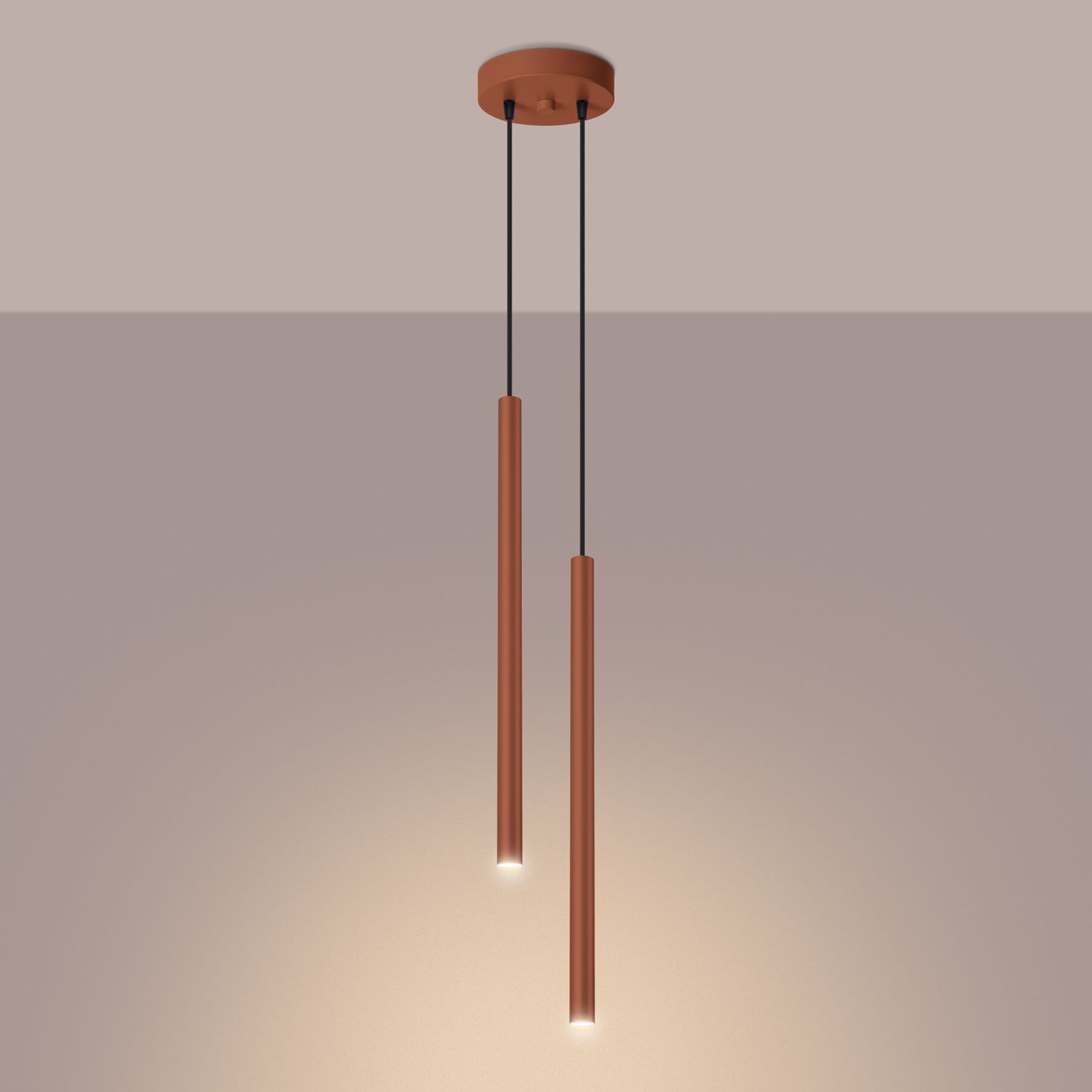 pendant light, hängende lampe, kupfer, zwei pendel, LED-glühen