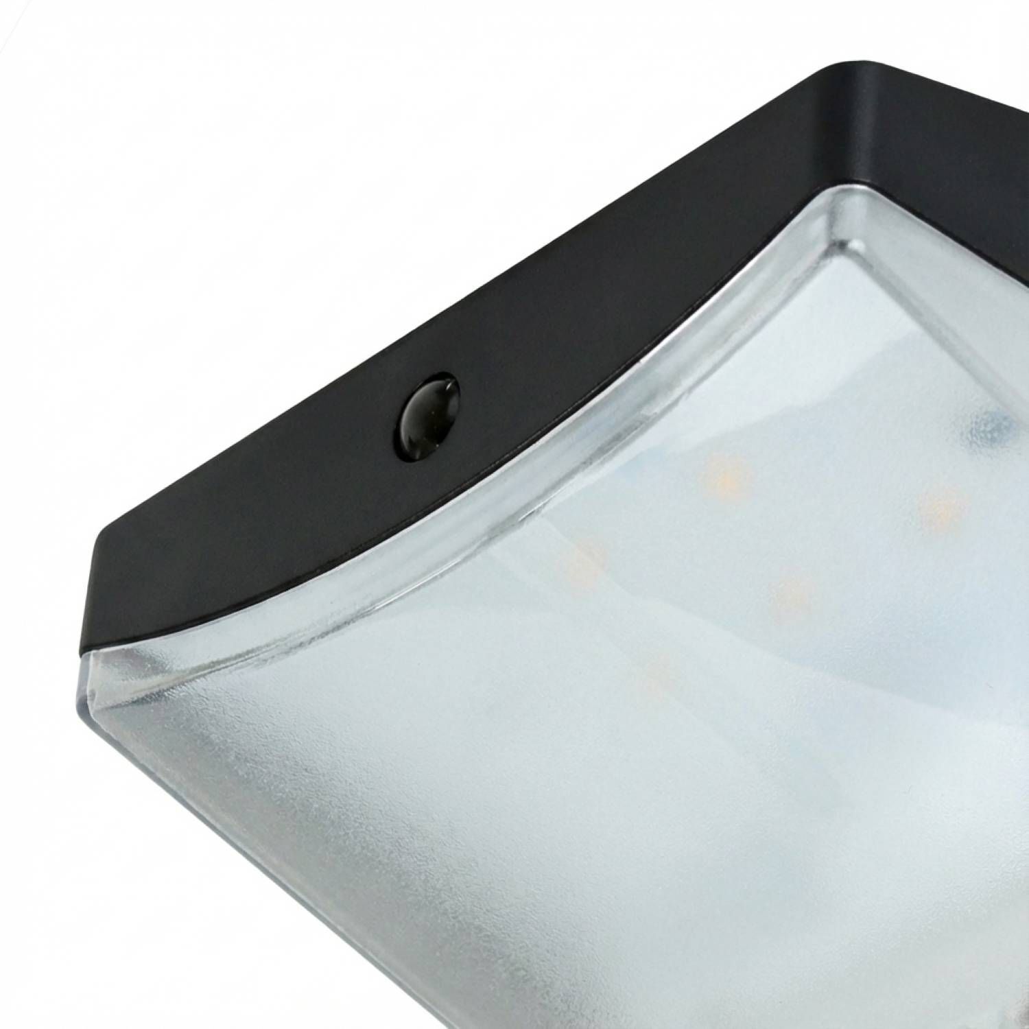 wandleuchte-aussen-hof-garten-terrasse-balkon-solar-bewegungsmelder-modern-led-schwarz-004 Wandlampe, Außenleuchte, LED, Glasschirm, Schwarzer Rahmen