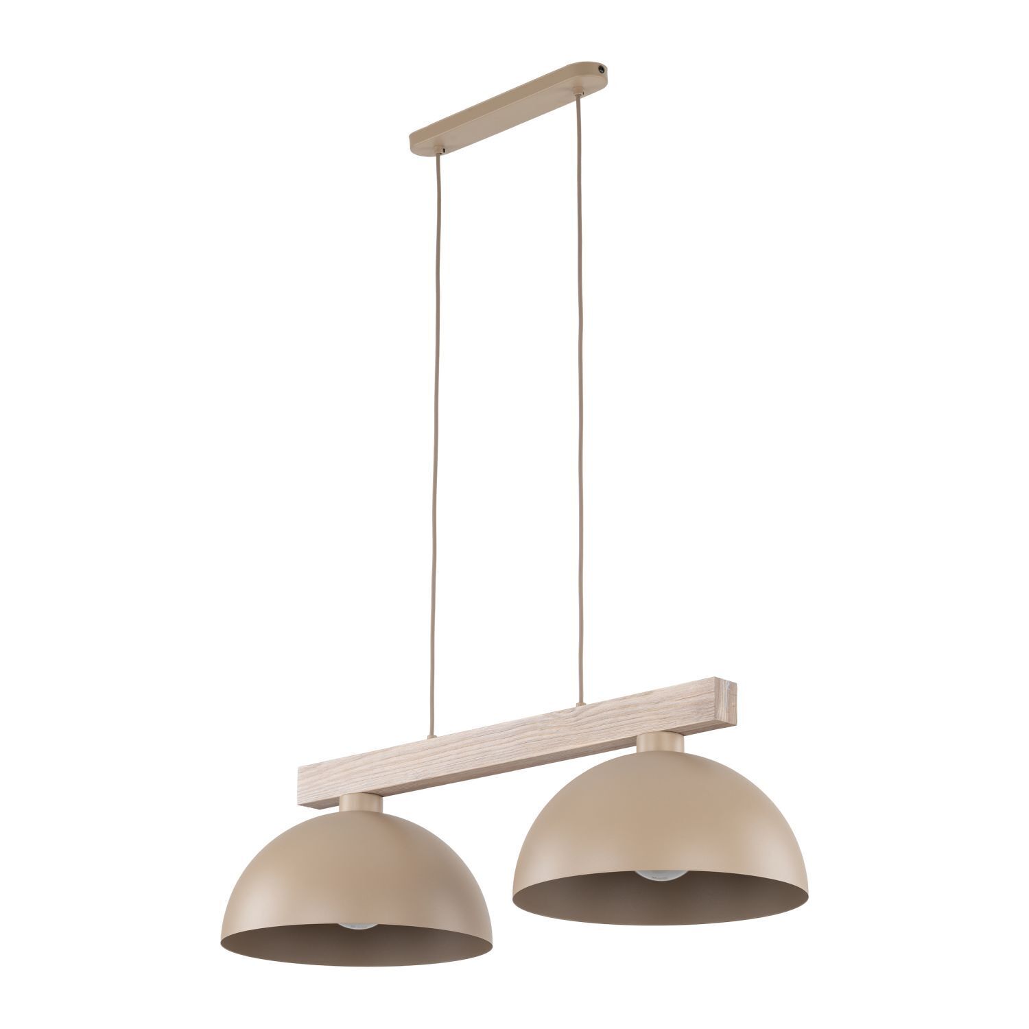 Pendelleuchte Metall Holz 83 cm Beige E27 2-flammig