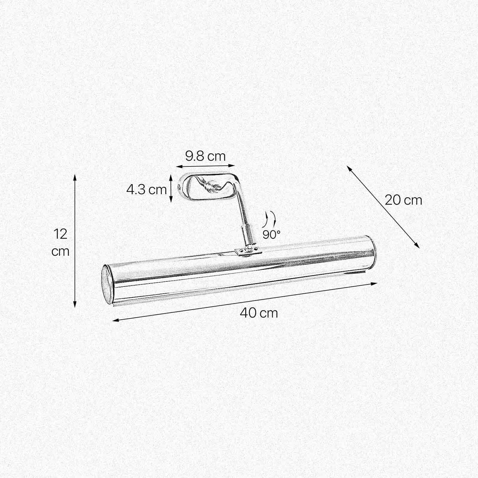 Lampe à tableau pivotante L : 40 cm laiton E14 en argent