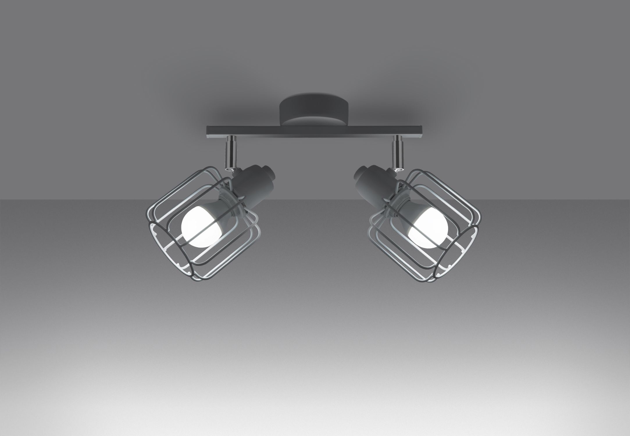 Plafonnier blanc métal 2 flammes L : 27 cm Rétro