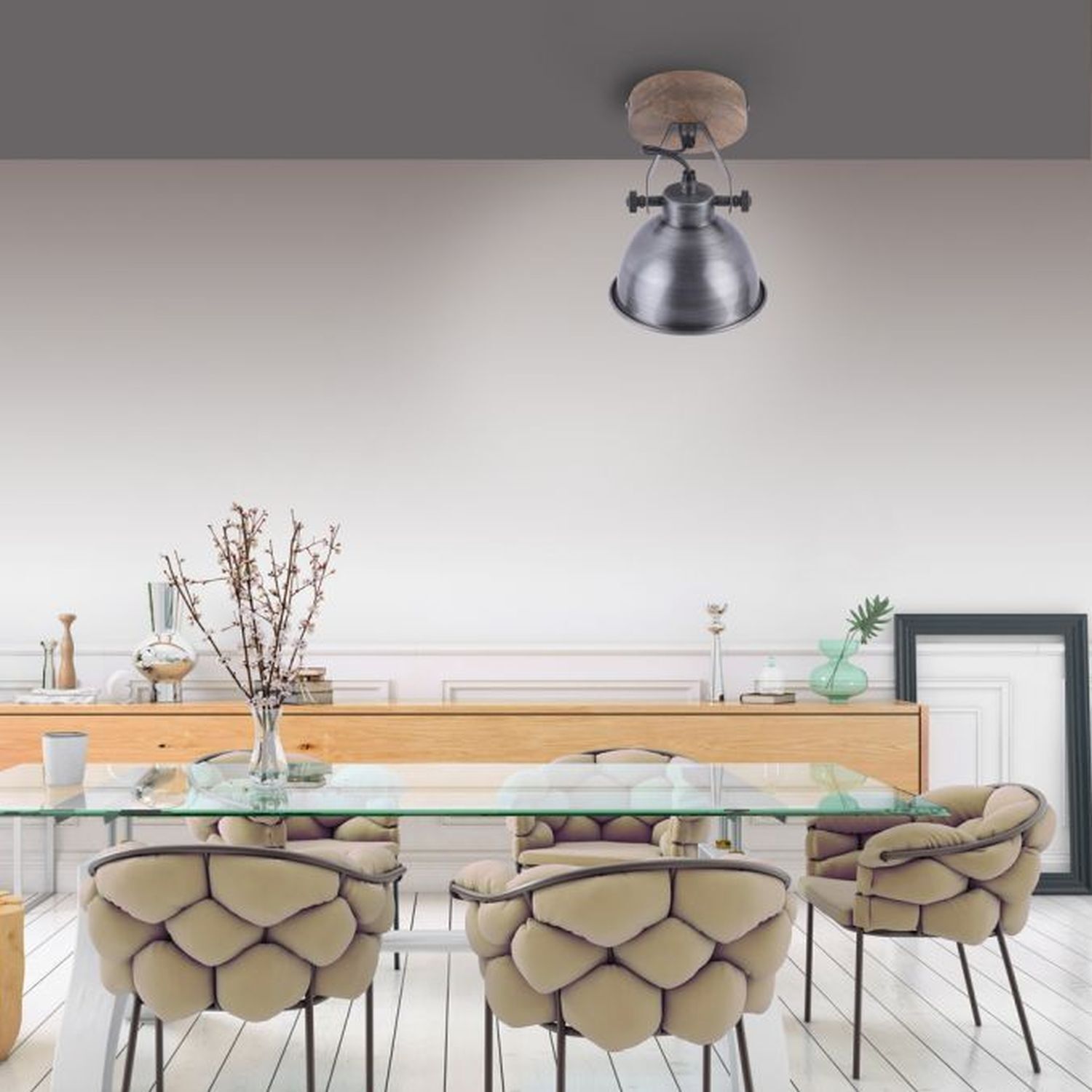 Spot mobile de plafond bois métal E14 Industrial Spot mobile de plafond bois métal E14 Industrial