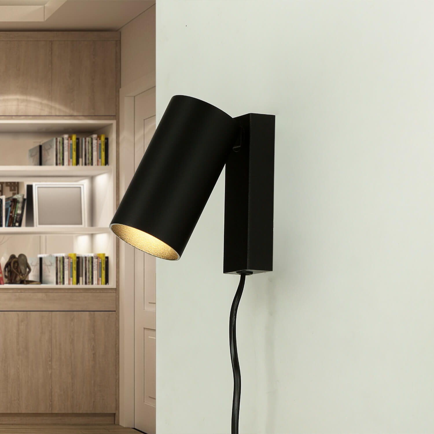 Petite lampe spot avec interrupteur Câble noir GU10