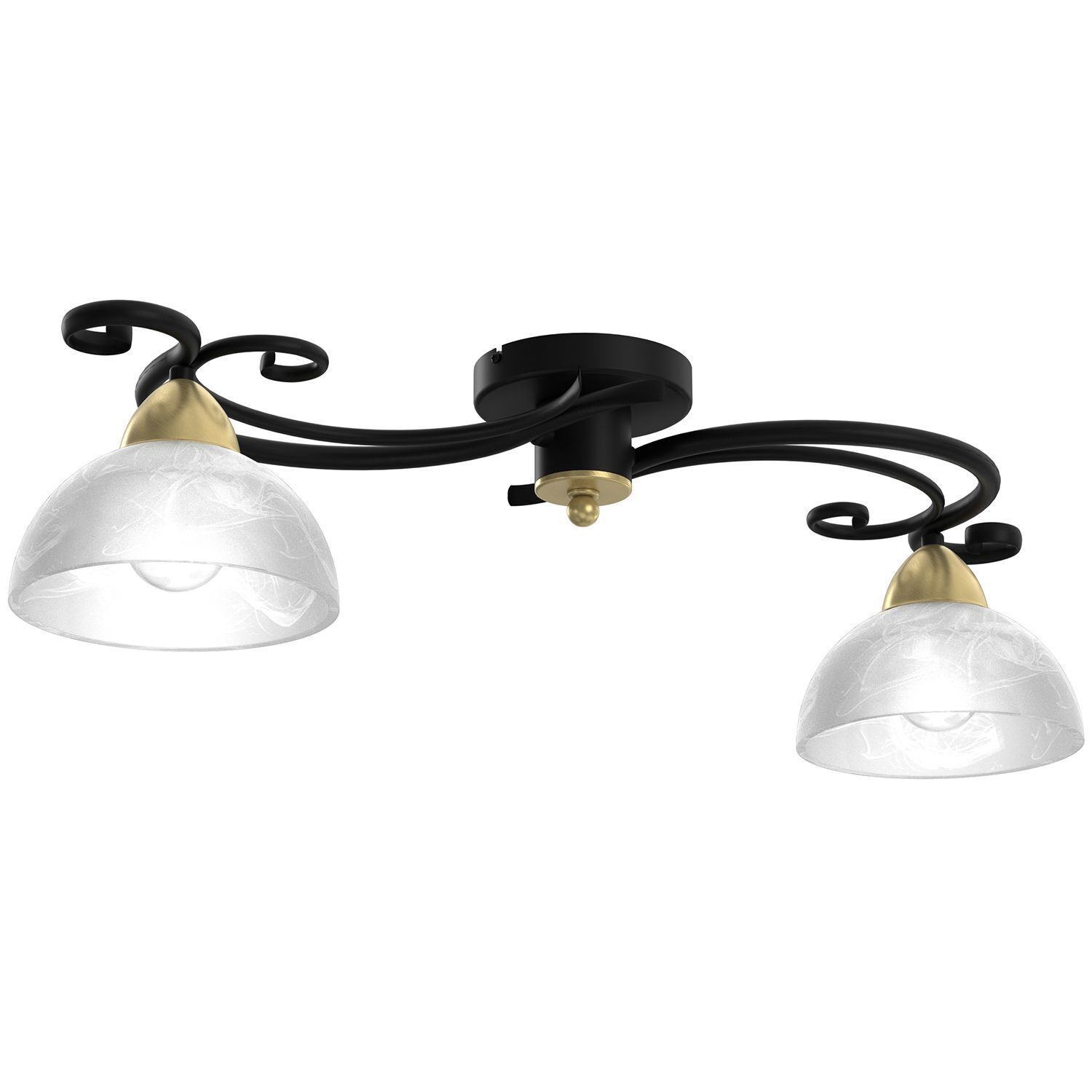 Lampe de plafond verre métal noir blanc laiton E27 78 cm