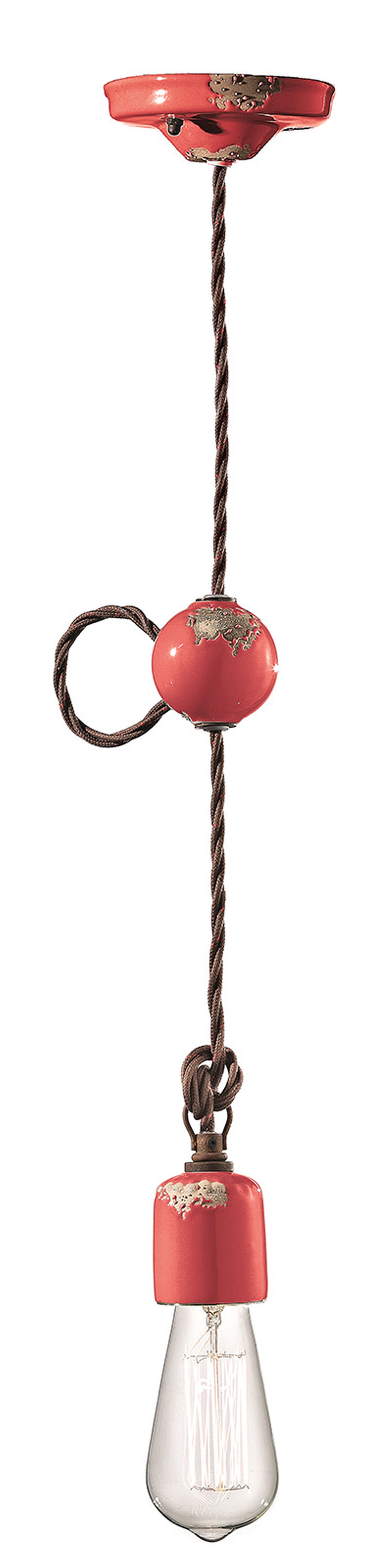 Suspension céramique H : max. 120 cm Rouge shabby antique