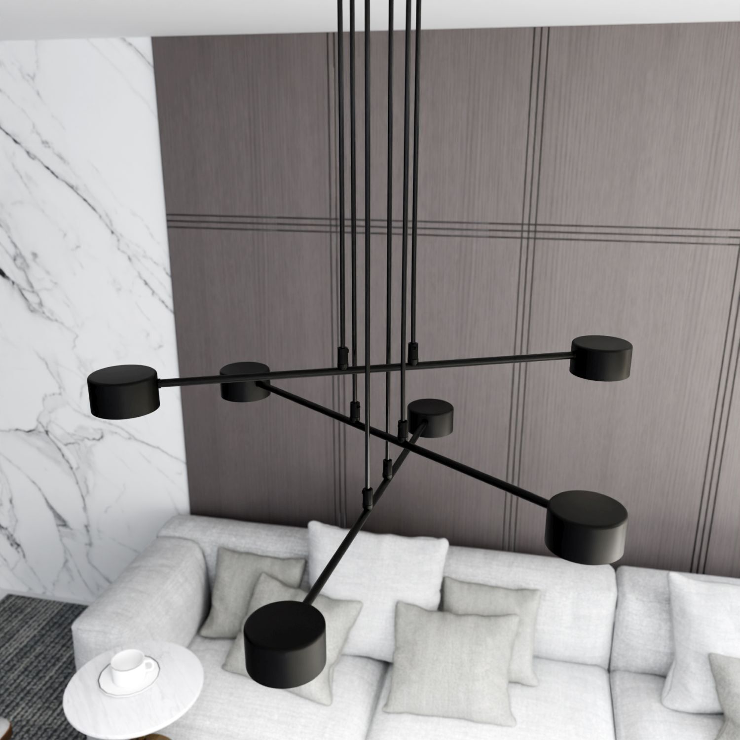 Suspension noir métal L : 70 cm réglable 6x GX53