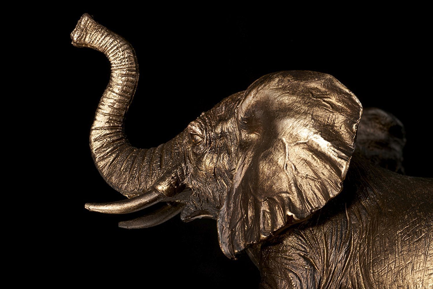 Lampe de table en bronze antique Nature éléphant Résine Jute