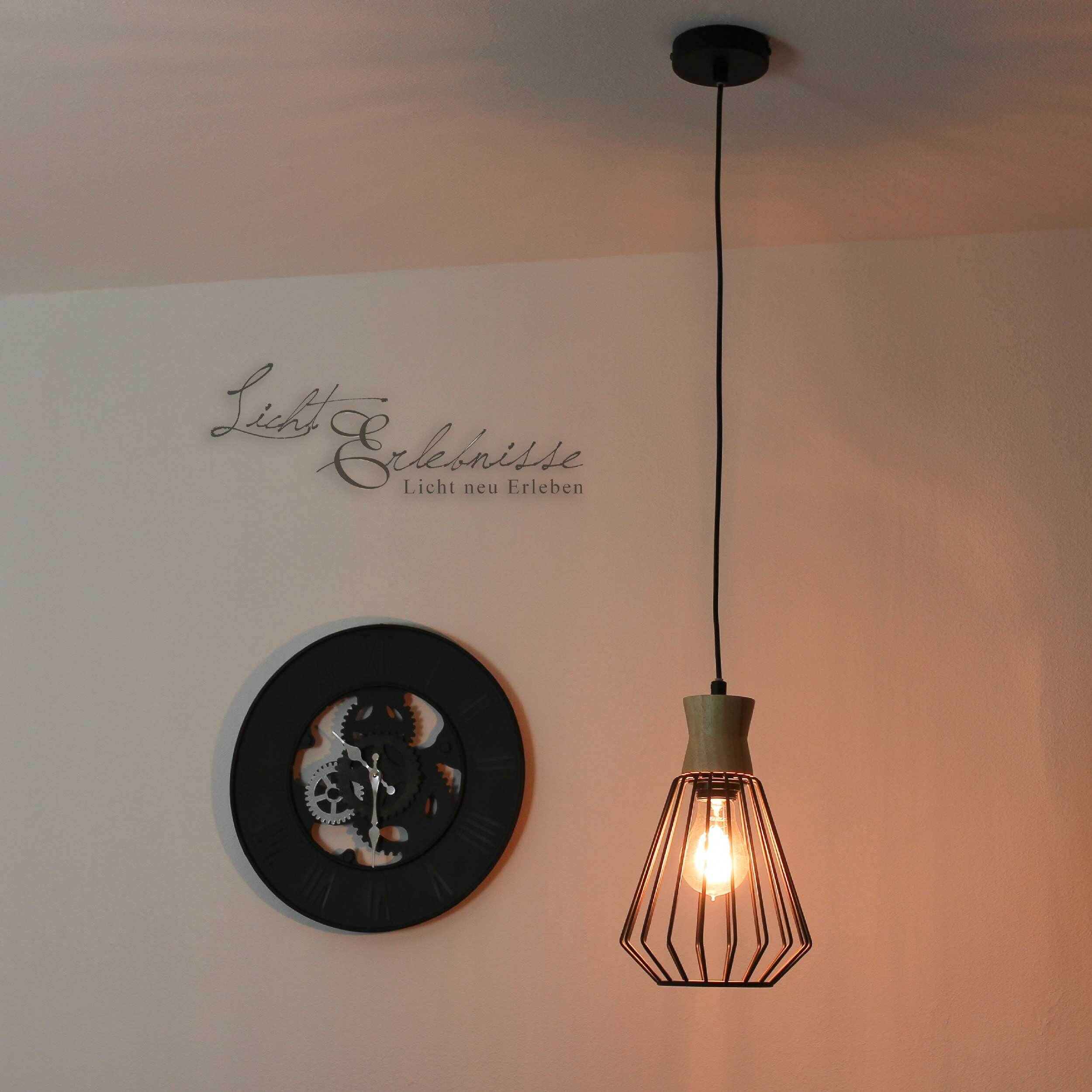 Suspension vintage E27 en bois pour la cuisine Lampe