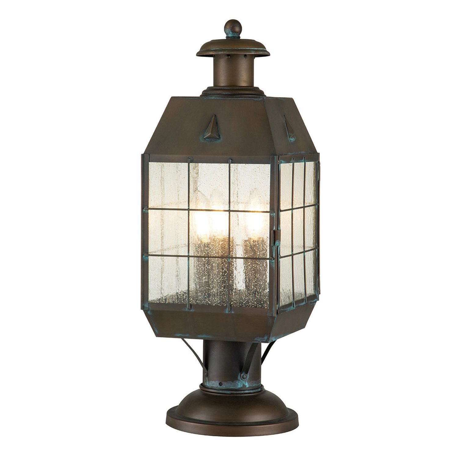 Luminaire de socle extérieur laiton massif verre 56,9 cm IP44 E14 Lampe, Laterne, Leuchte