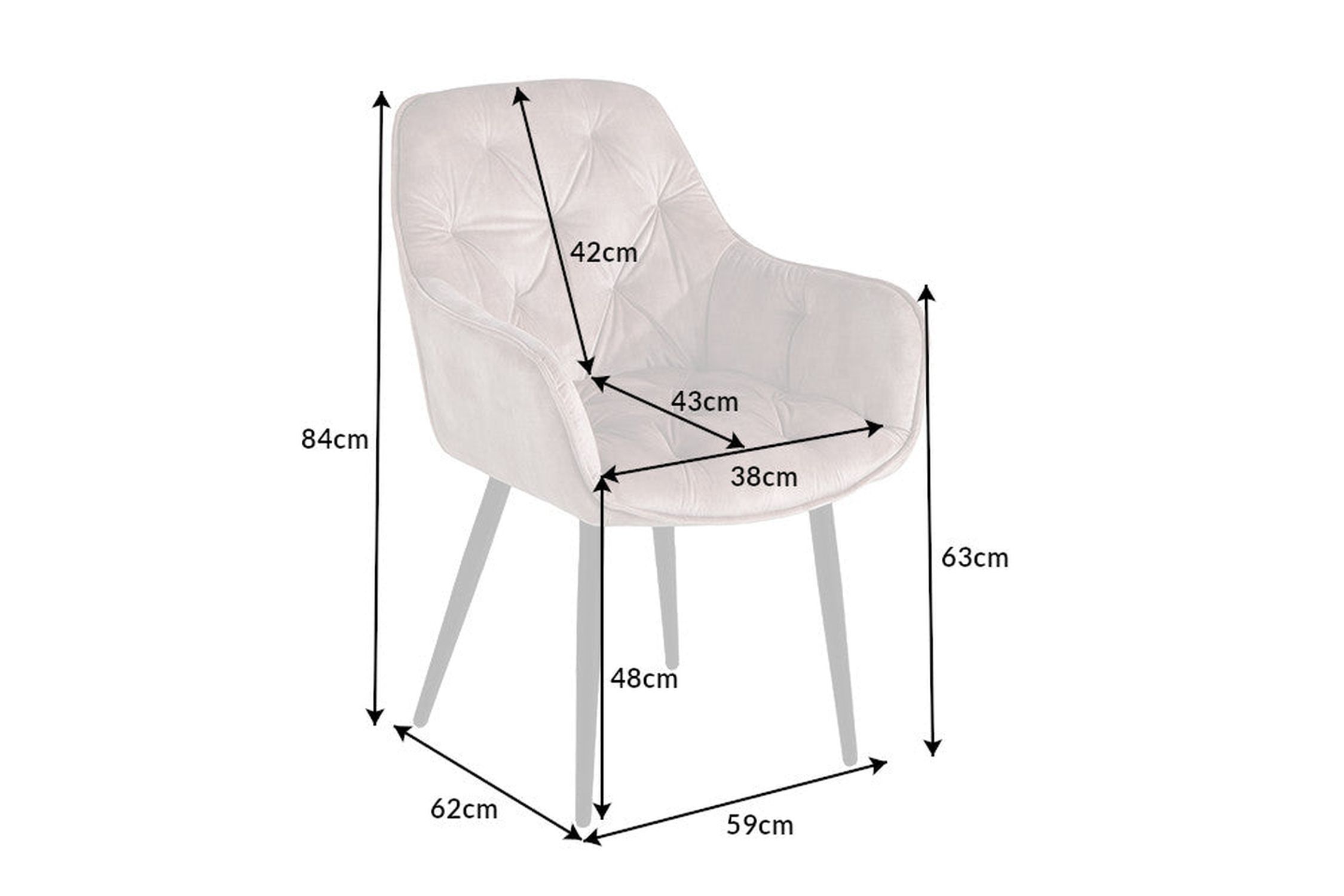 Chaise avec accoudoirs Chesterfield velours métal beige noir Moebel, Stuhl