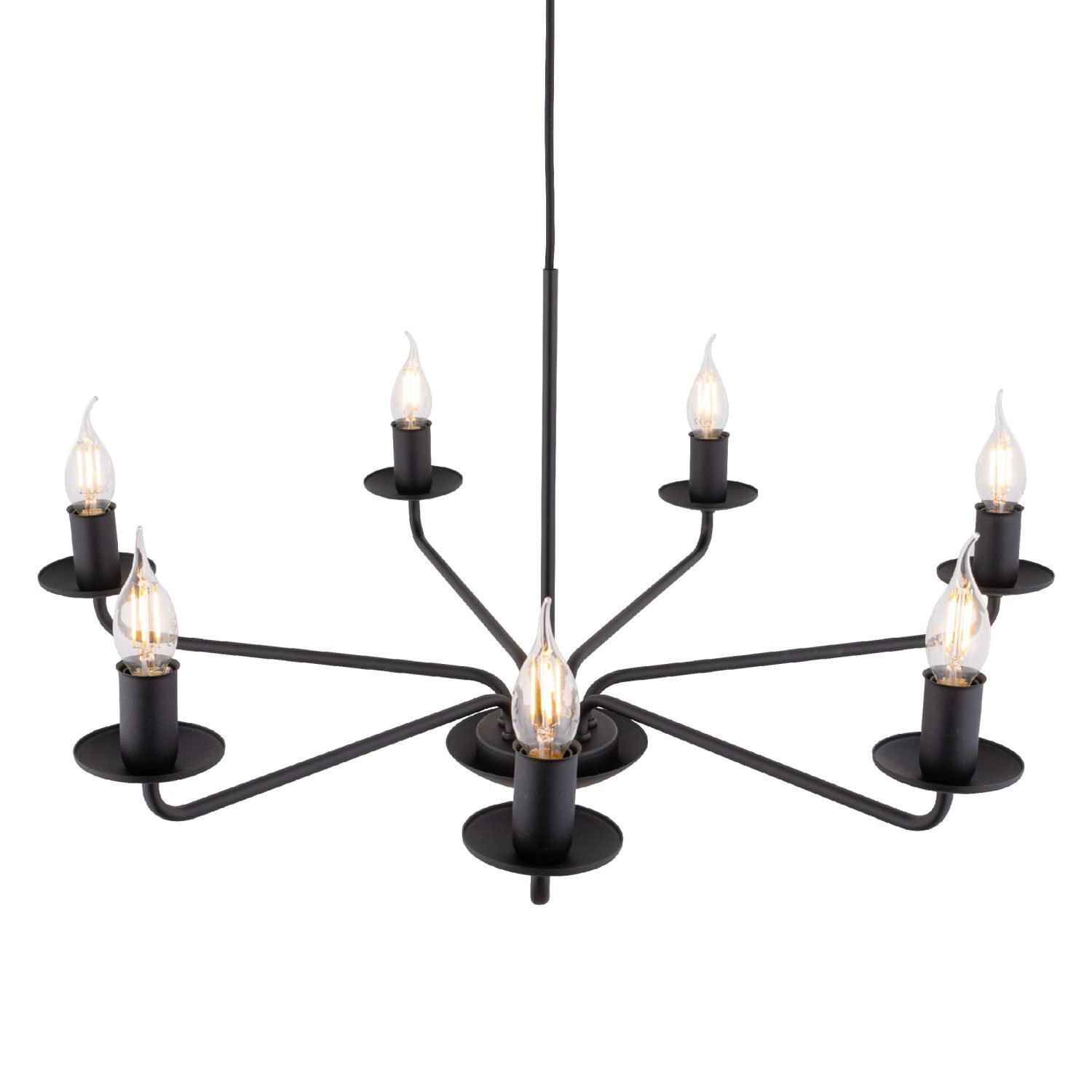 Lustre Rustique Métal Noir 7 flammes E27