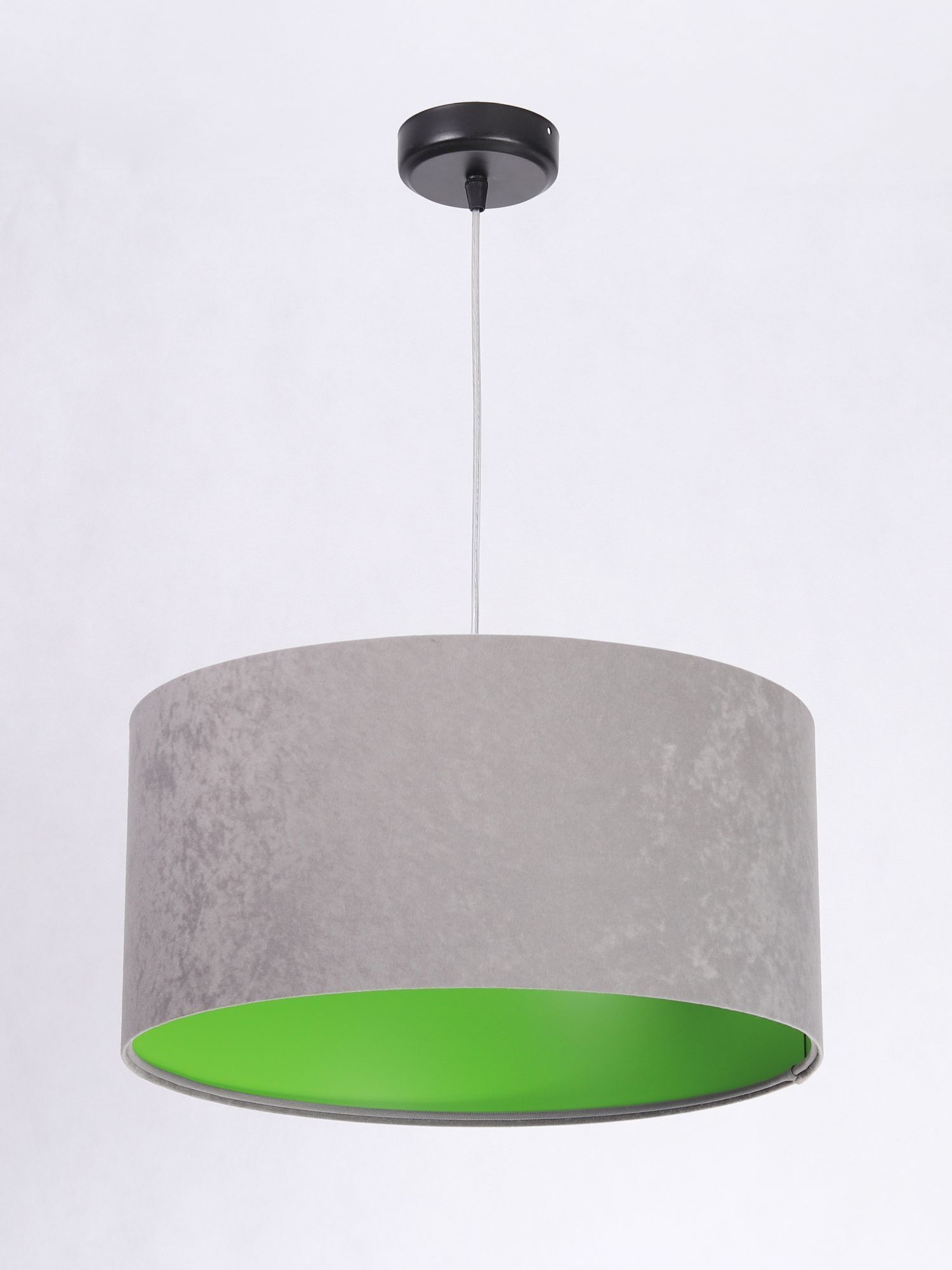 Suspension ronde Tissu Abat-jour Gris Vert Table à manger JERRY